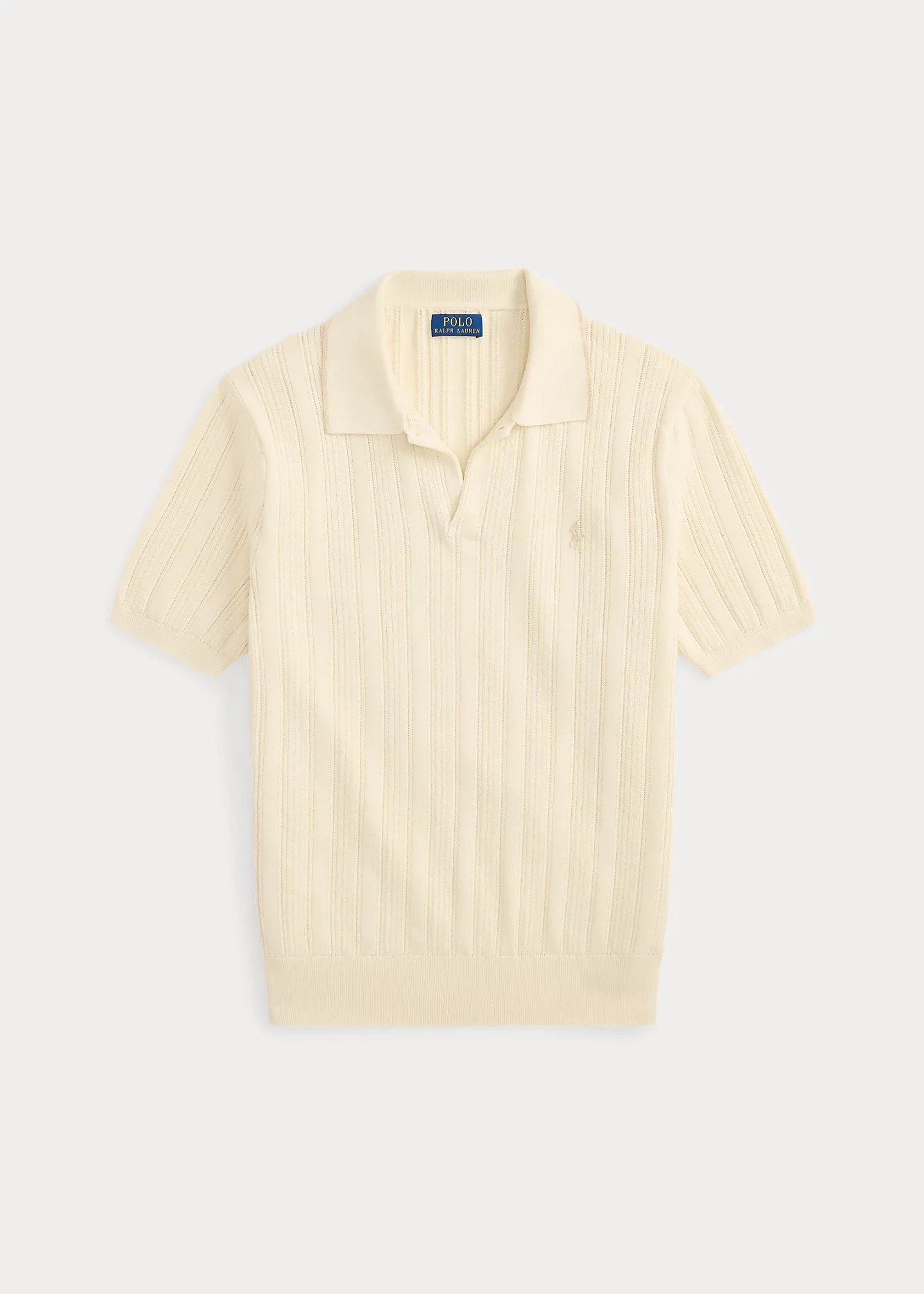Textured Cotton Polo-Collar Sweater - 1