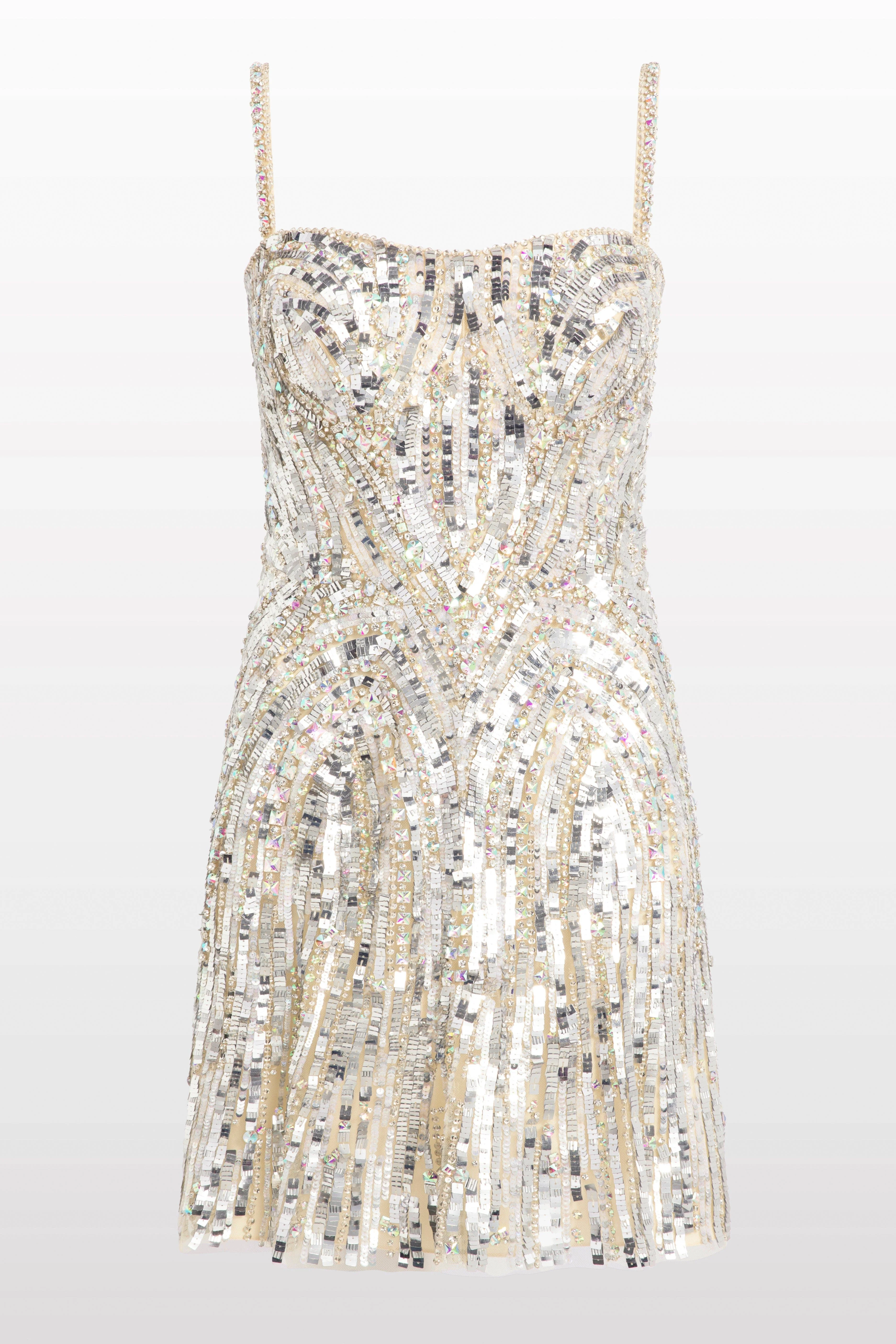 Jenny Packham Rebecca Sequin-Embelished Mini Dress in Parchment at Nordstrom - 1
