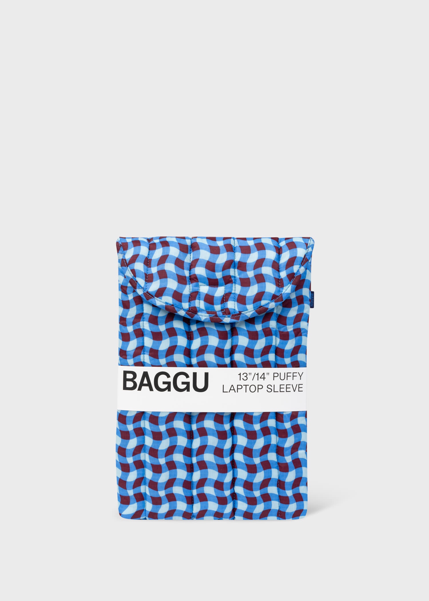 BAGGU Blue Wavy Gingham Puffy Laptop Sleeve 13"/14" - 1