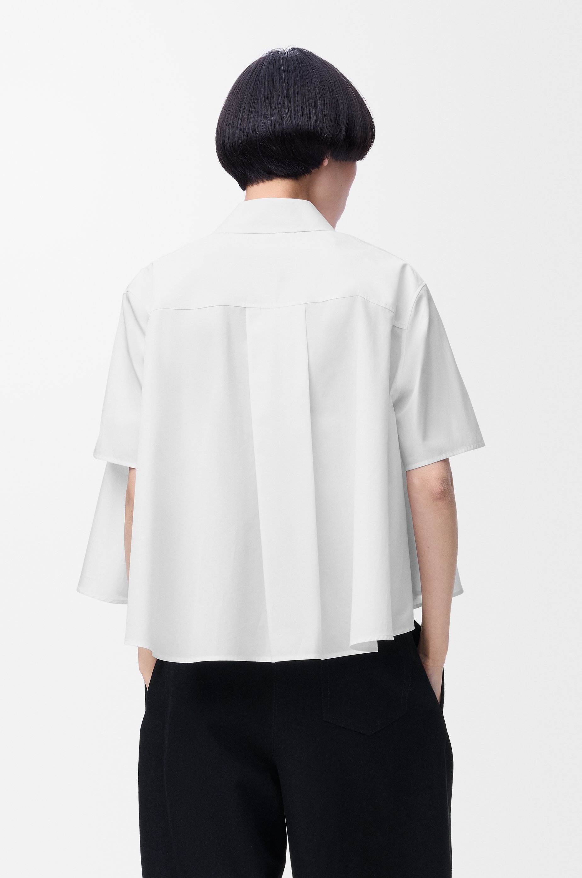 Short sleeve trapeze shirt in cotton - 4