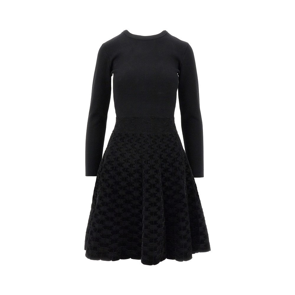 FLARED DRESS WITH JACQUARD SKIRT - 1