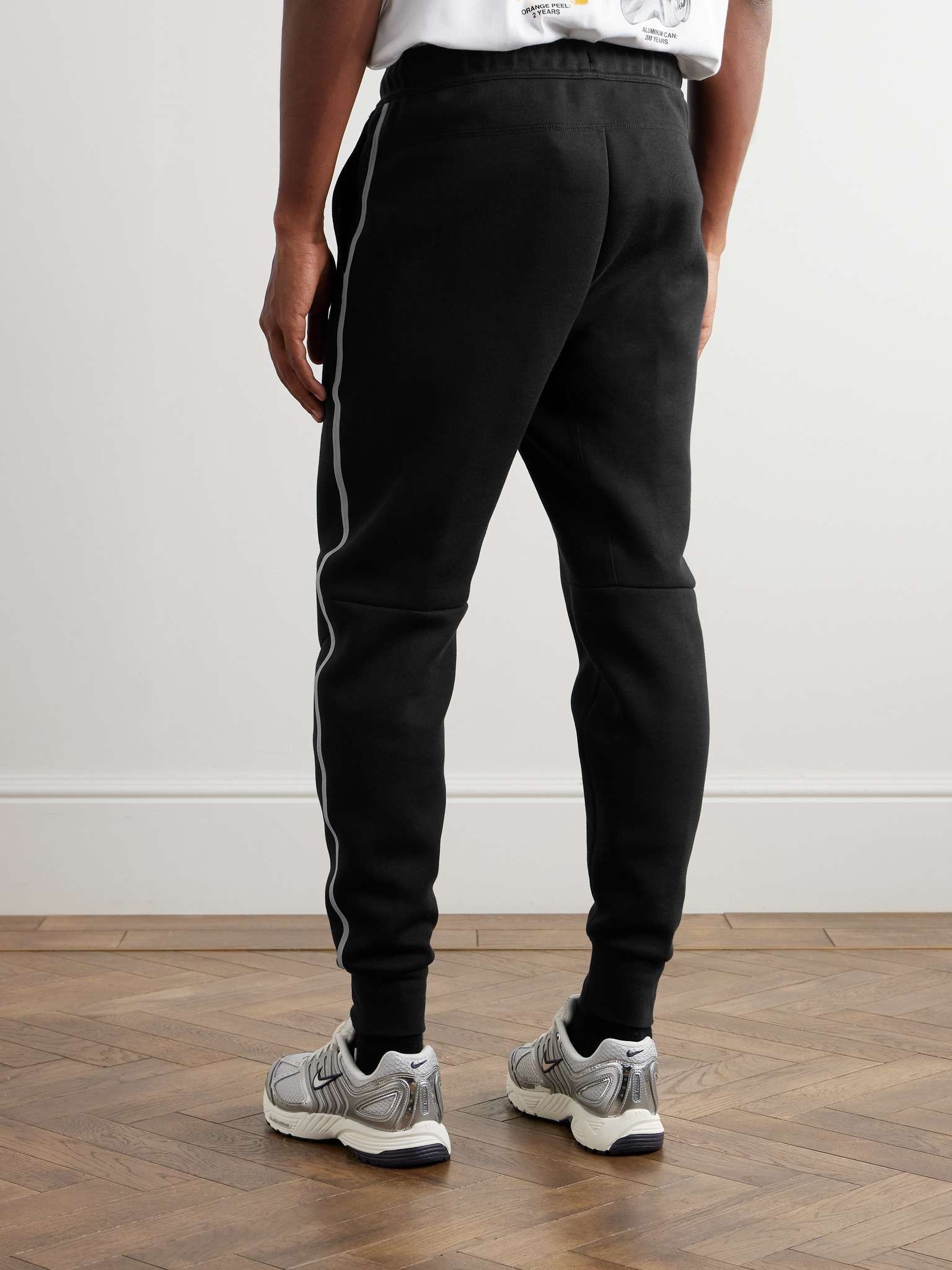 Tapered Logo-Embroidered Striped Cotton-Blend Tech-Fleece Sweatpants - 4