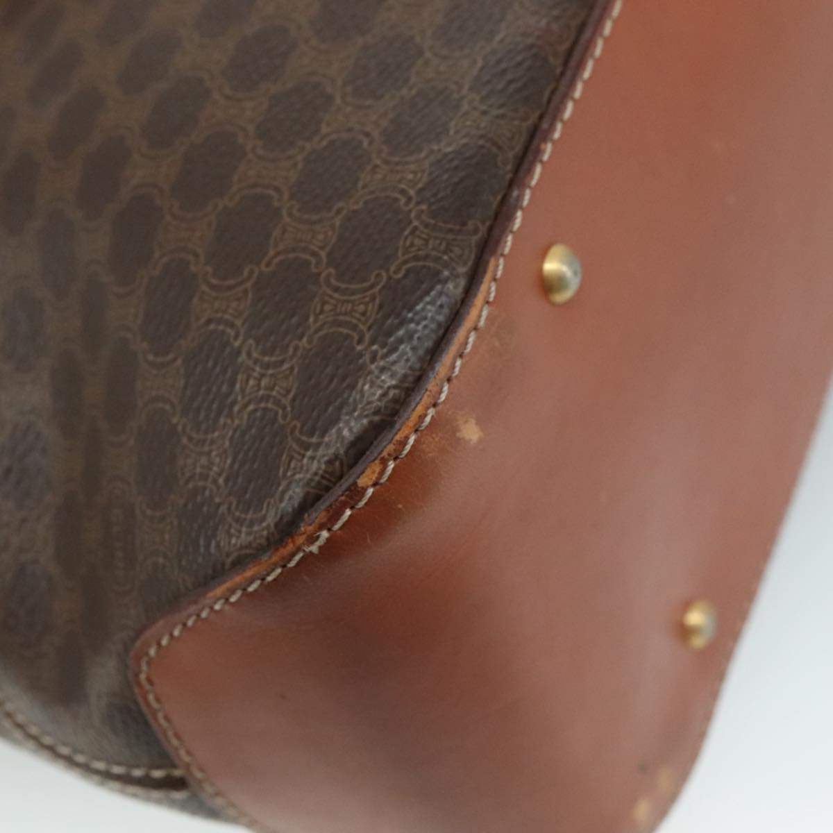 CELINE Macadam Canvas Hand Bag Pvc Leather Brown - 16