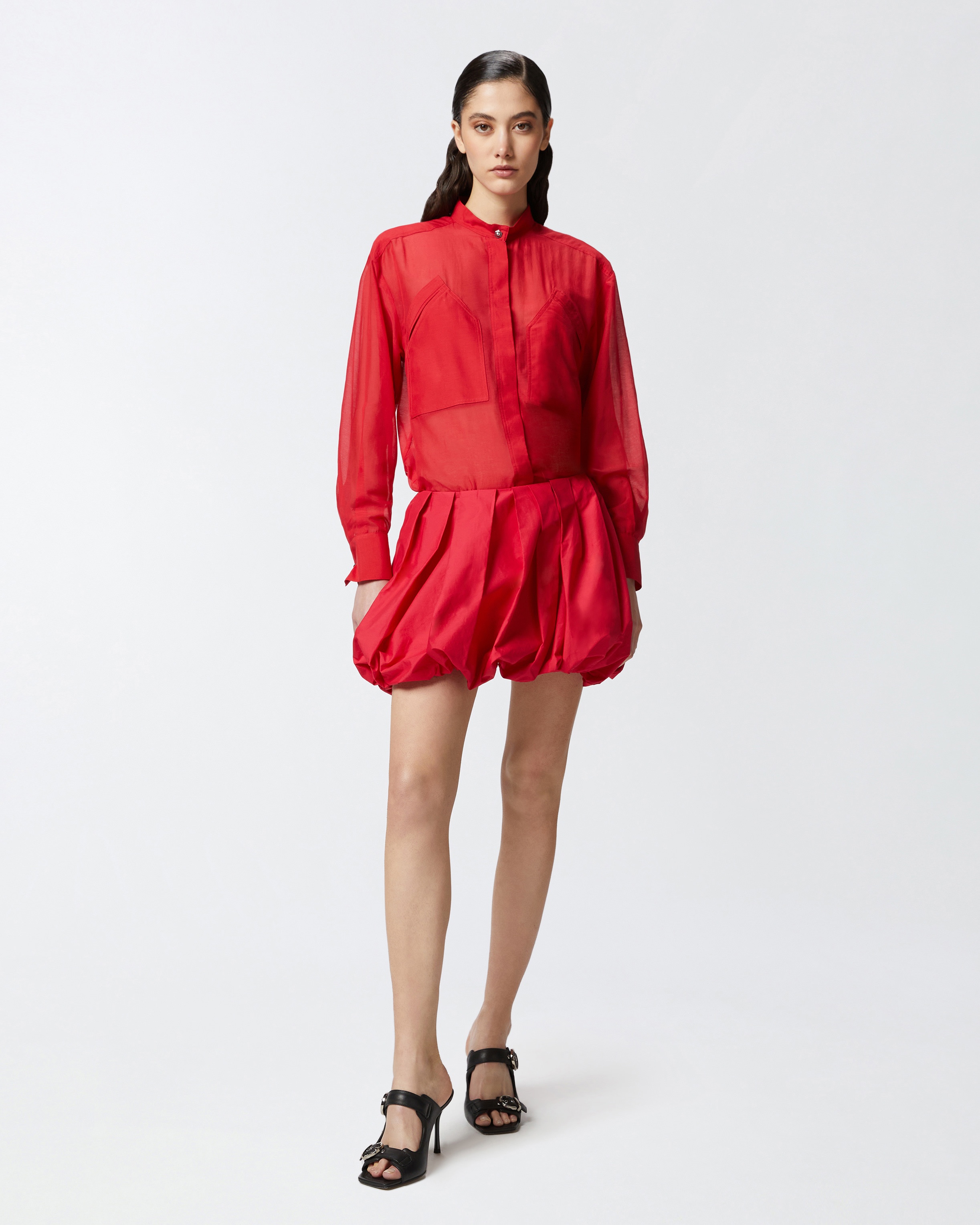MANDARIN COLLAR SHIRT IN COTTON AND SILK - 3