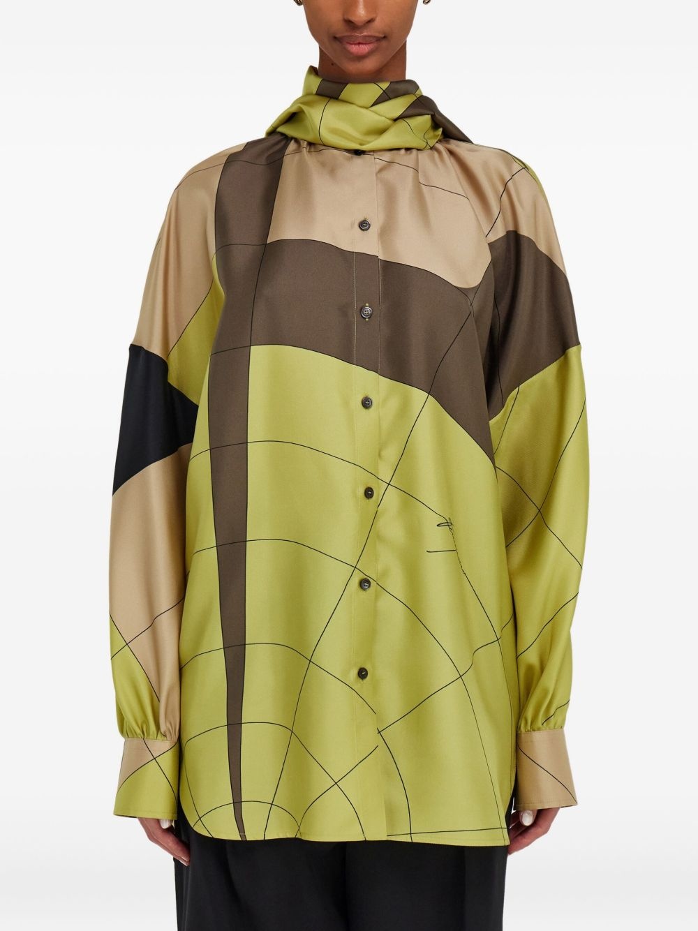 sash-detail silk shirt - 3