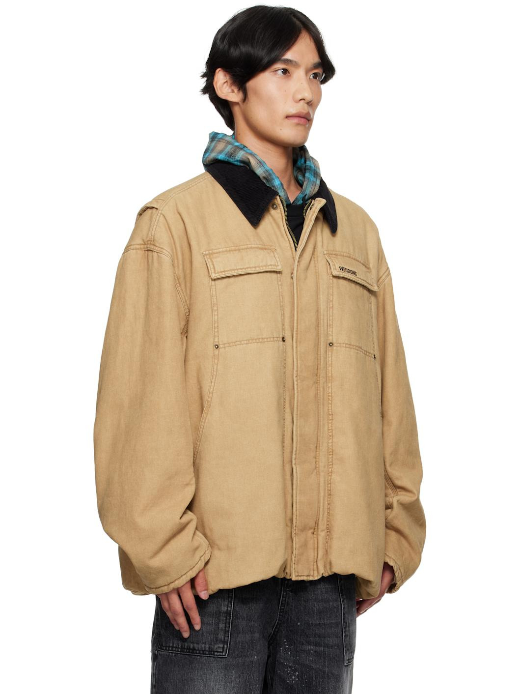 Beige Long Washed Work Jacket - 2