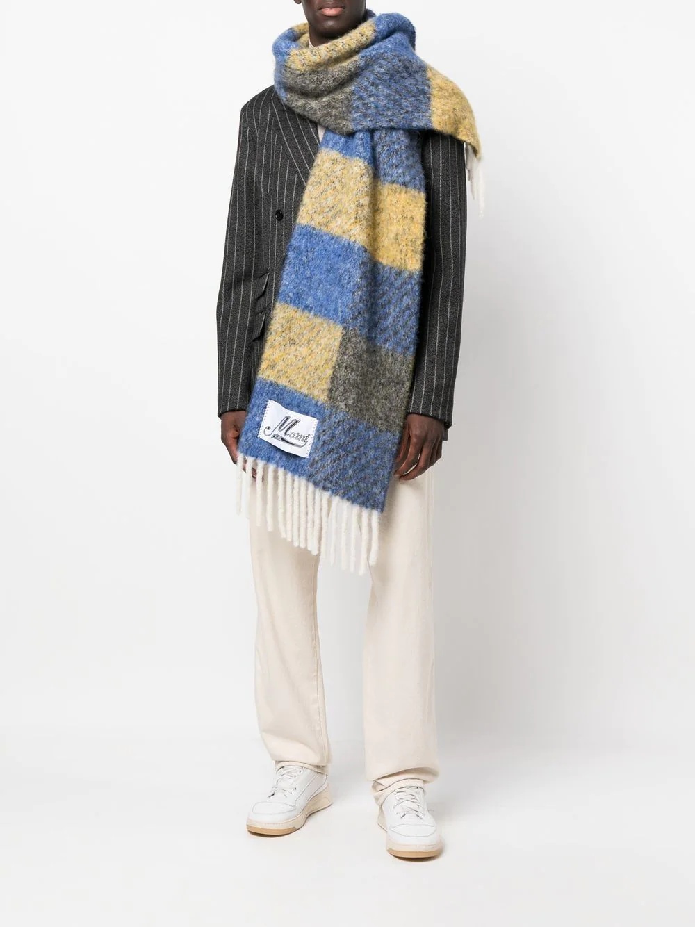 plaid-check print knit scarf - 2