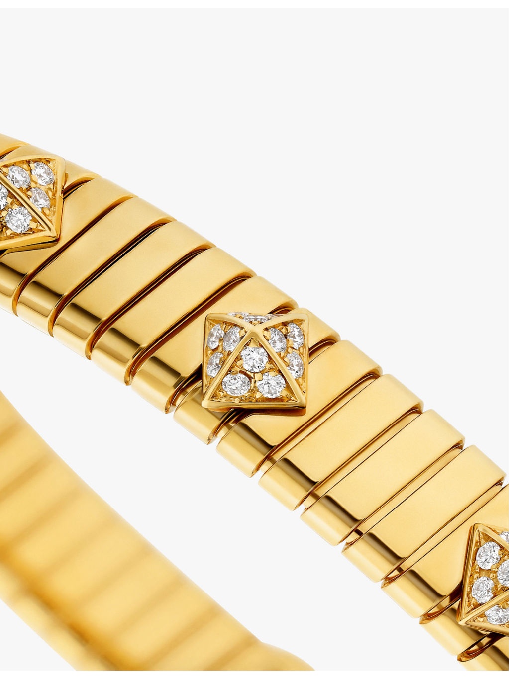Bvlgari Tubogas 18ct yellow-gold and 0.29ct brilliant-cut diamond bracelet - 3