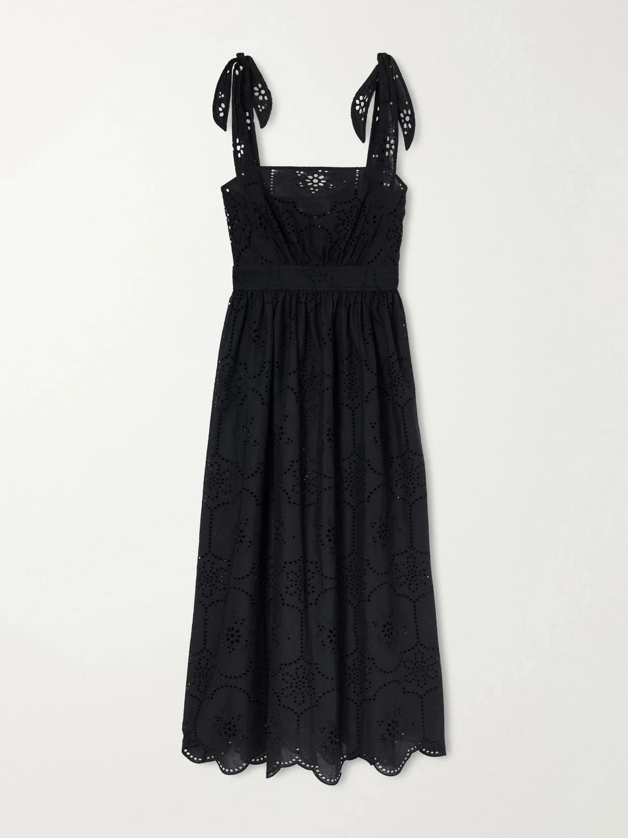 Broderie Apron Broderie Anglaise Cotton Midi Dress - 1
