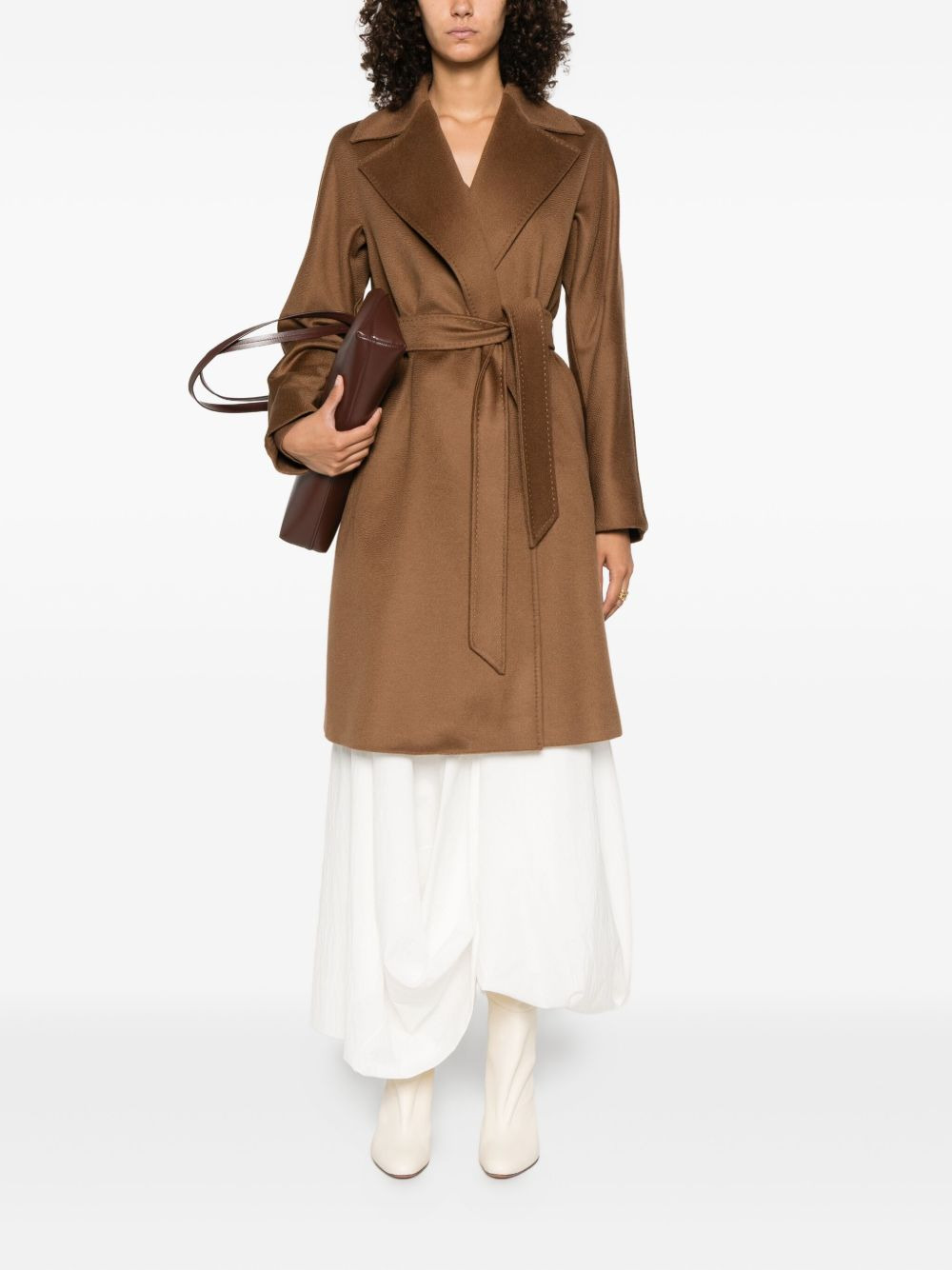 belted wool single-breasted coat - 2