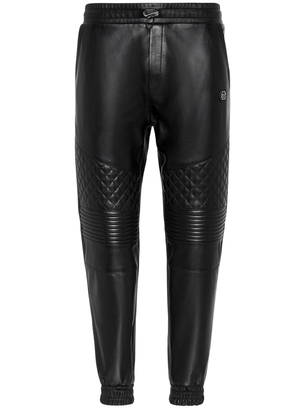 leather quilted jogging trousers - 1