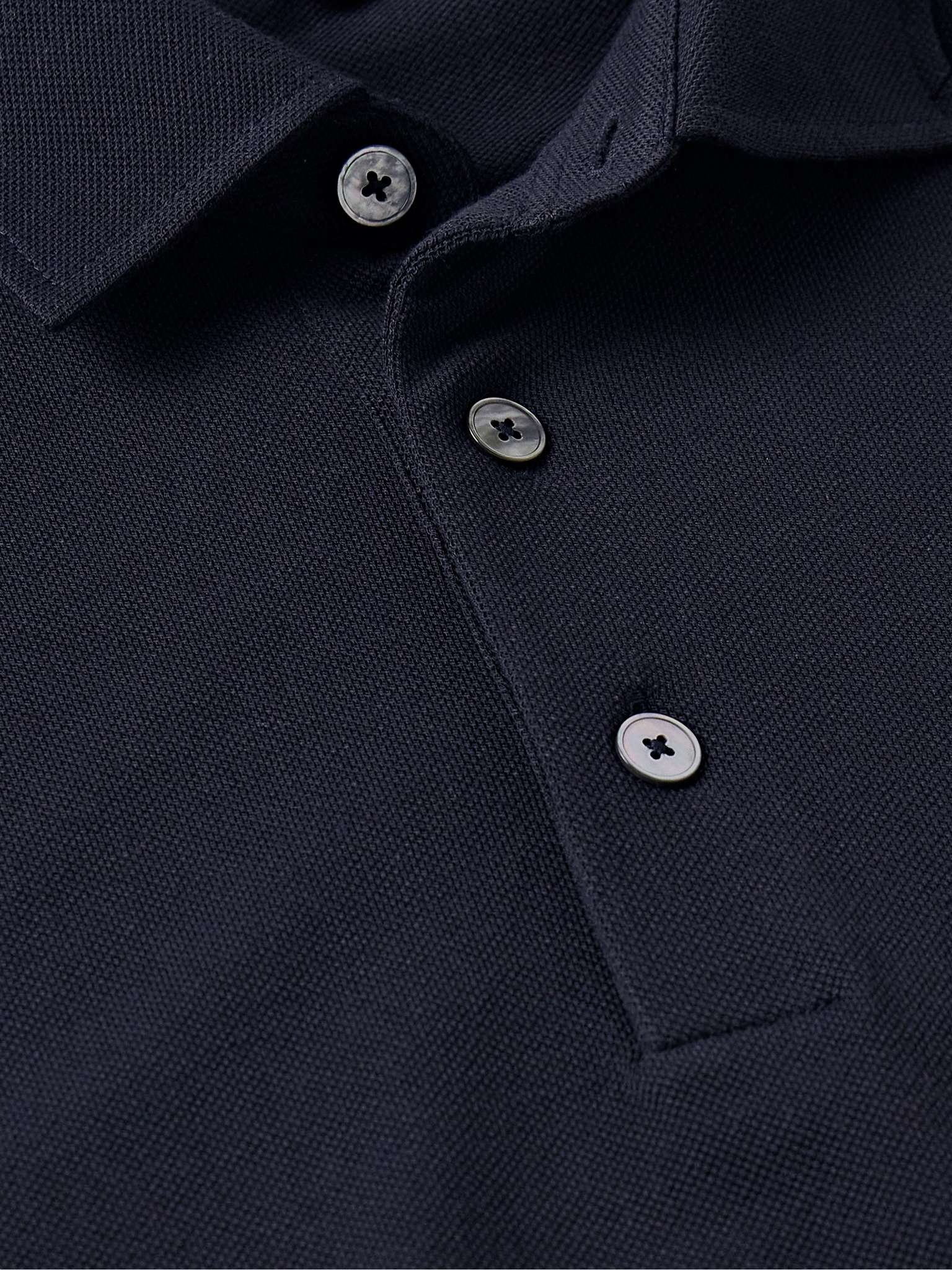 Slim-Fit Suede-Trimmed Cotton-Piqué Polo Shirt - 7