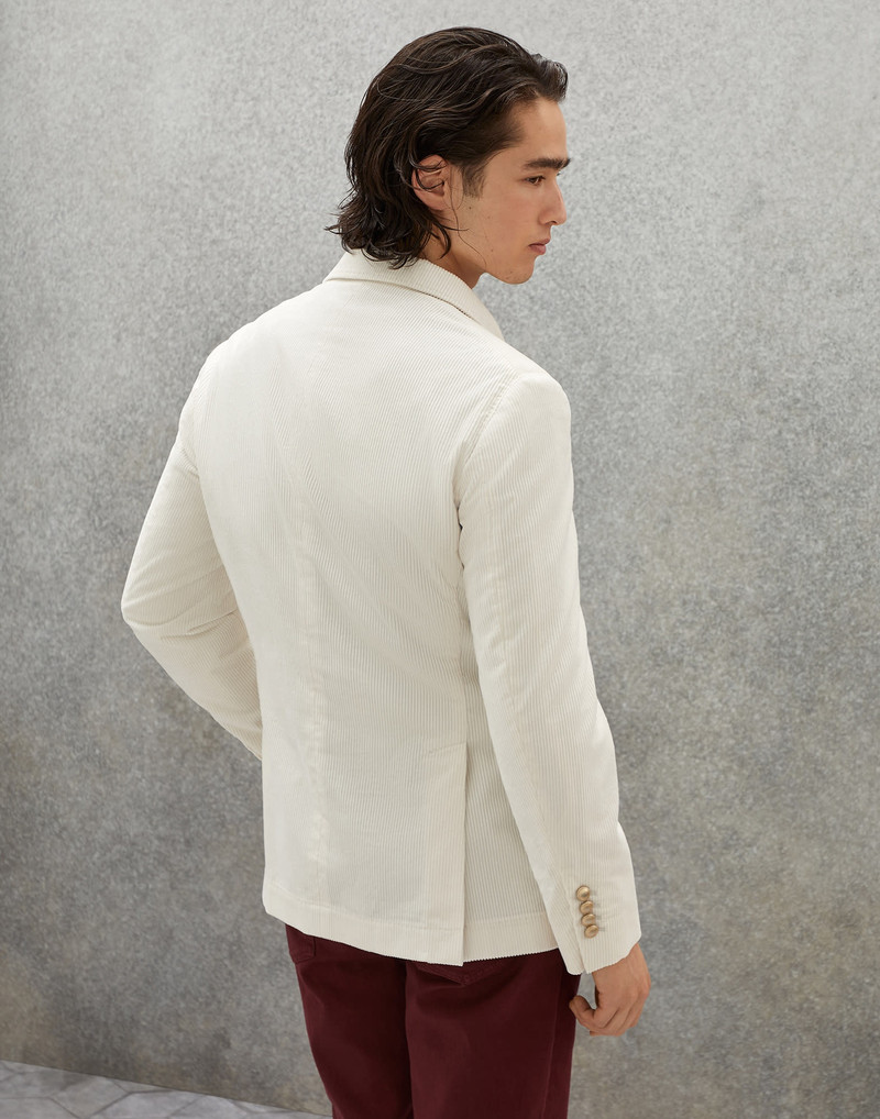 Brunello Cucinelli Sea Island Cotton corduroy deconstructed blazer with safari-style pockets outlook
