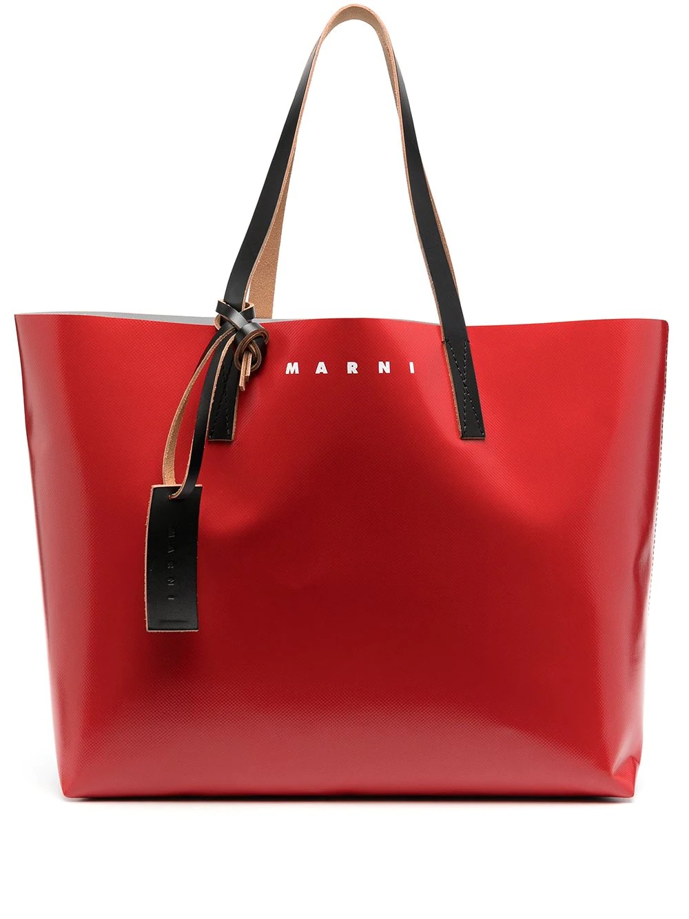 logo-print leather tote - 1