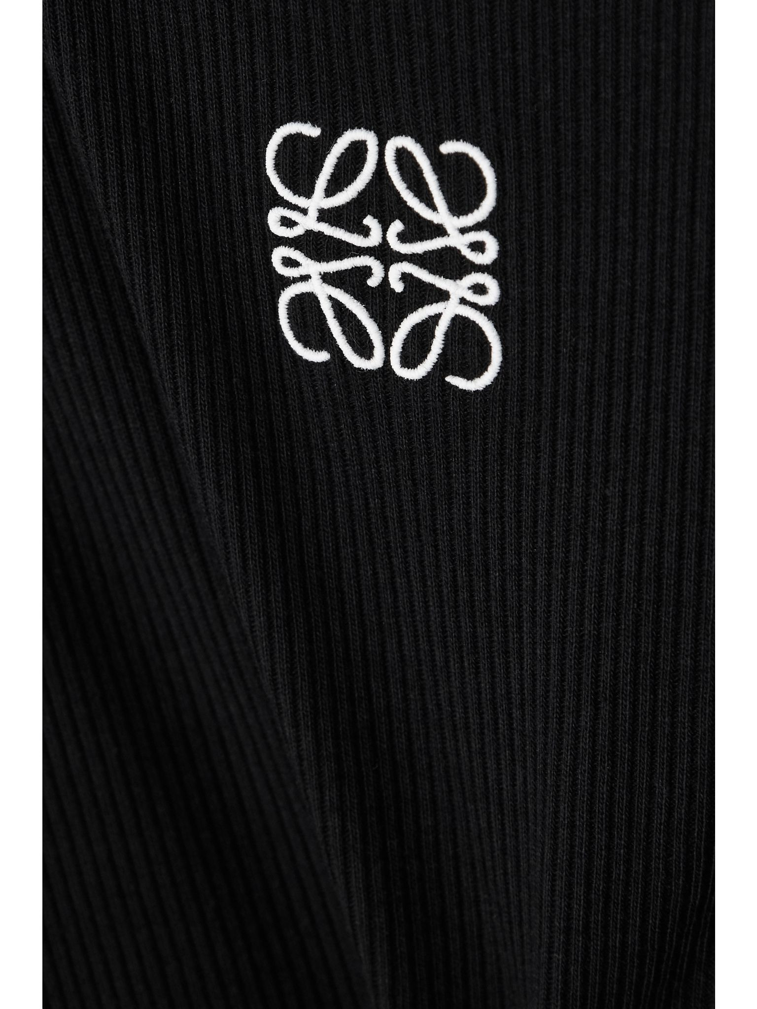 Anagram embroidered ribbed cotton-jersey midi dress Black - 4
