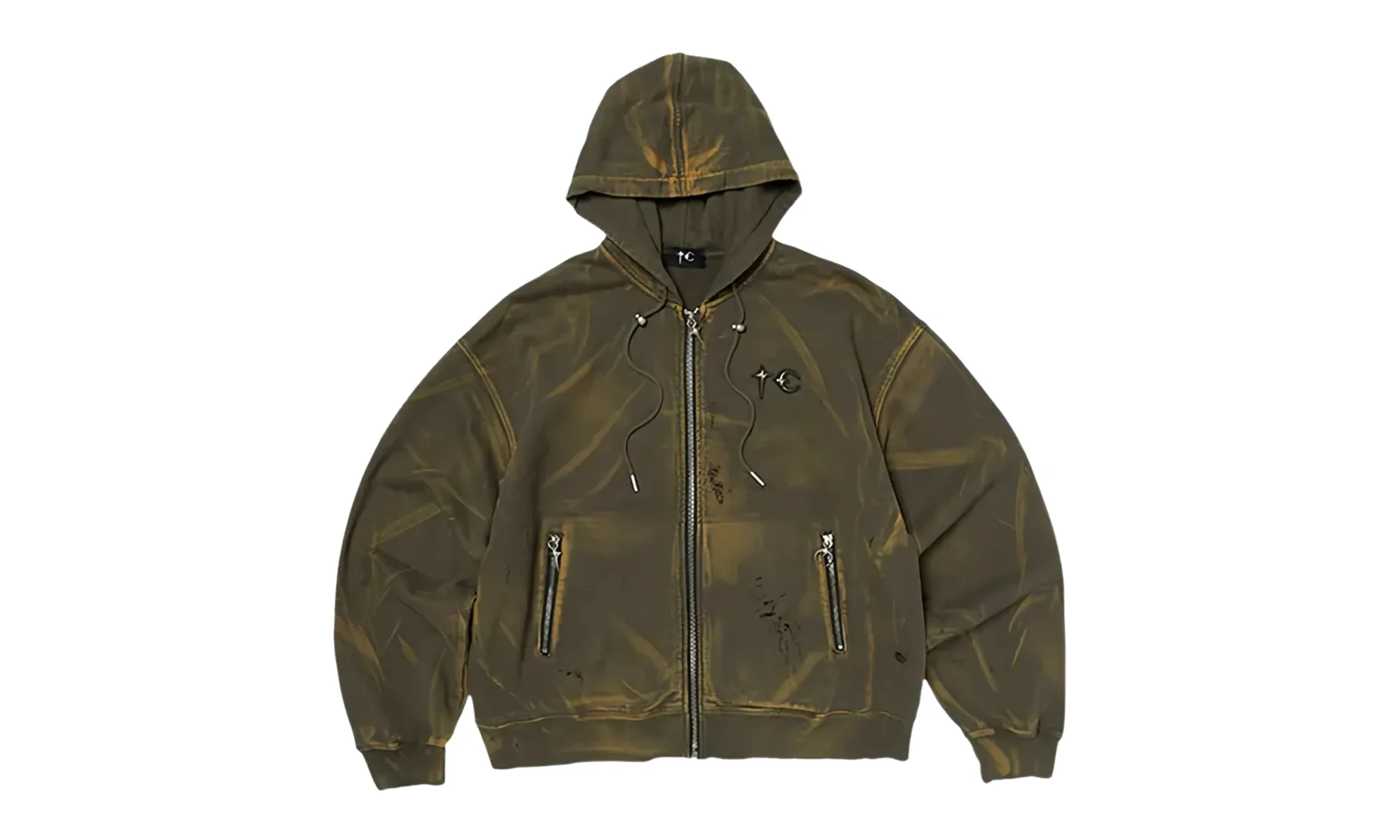 TC Two-Tone Washed Zip-Up Hoodie "Olive" TC26SS0402 - 1