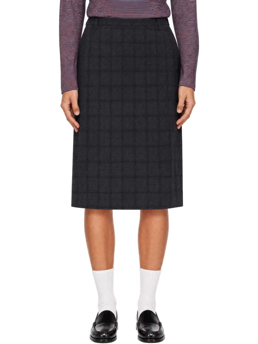Gray Pleats Wrap Midi Skirt - 1
