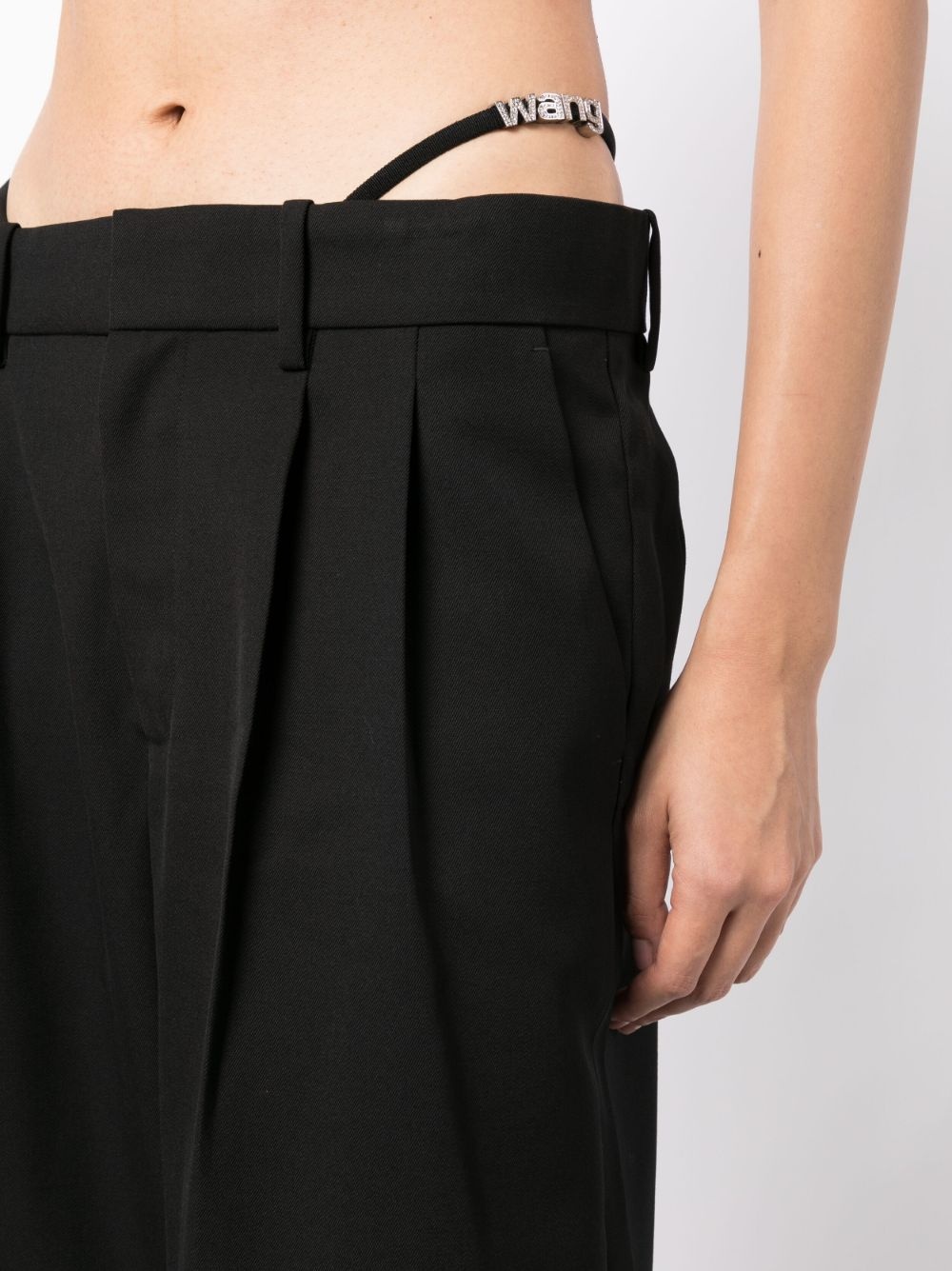 logo-embellished layered wide-leg trousers - 5