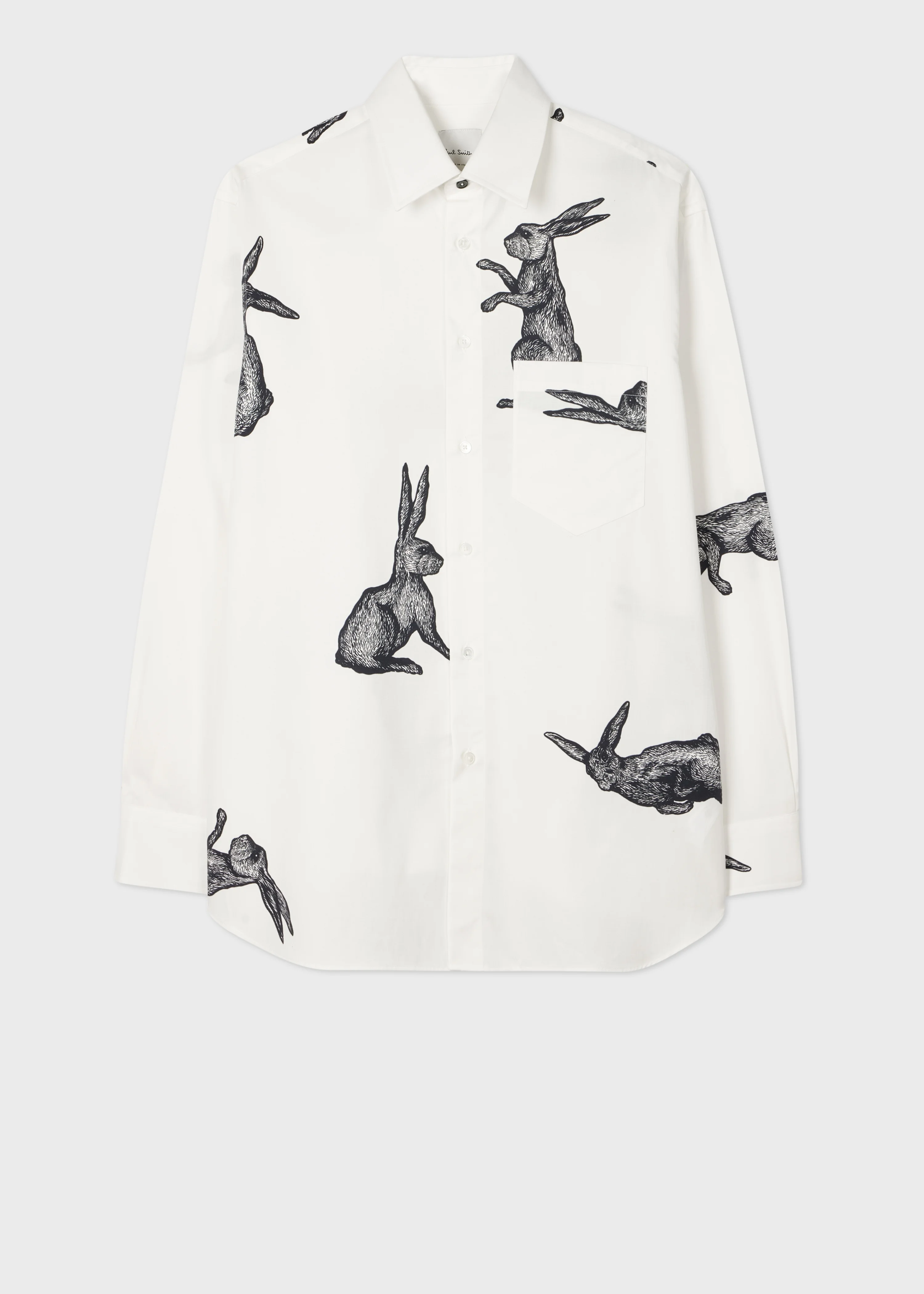 White 'Rabbit' Print Shirt - 1