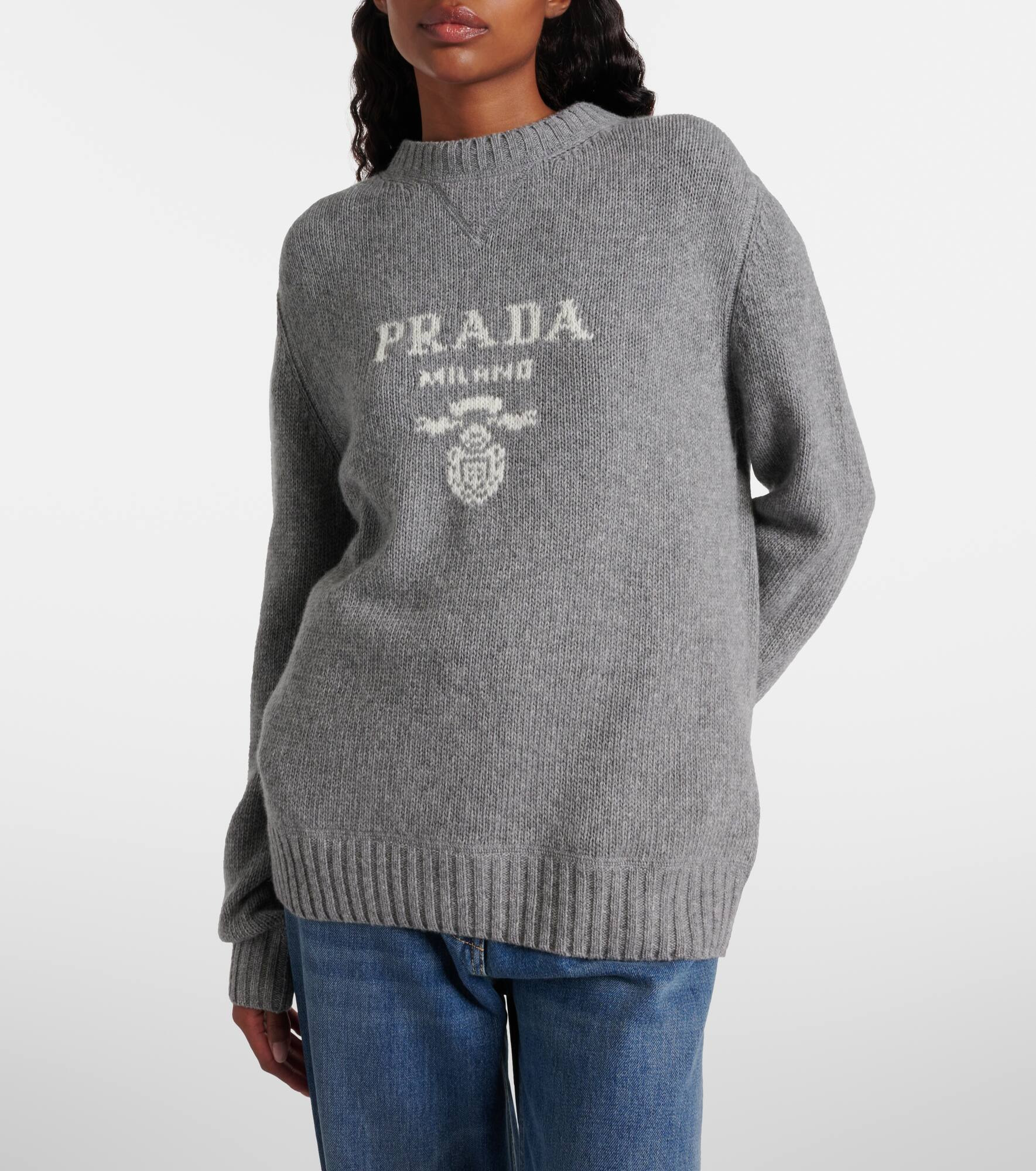Logo intarsia wool and cashmere sweater - 6