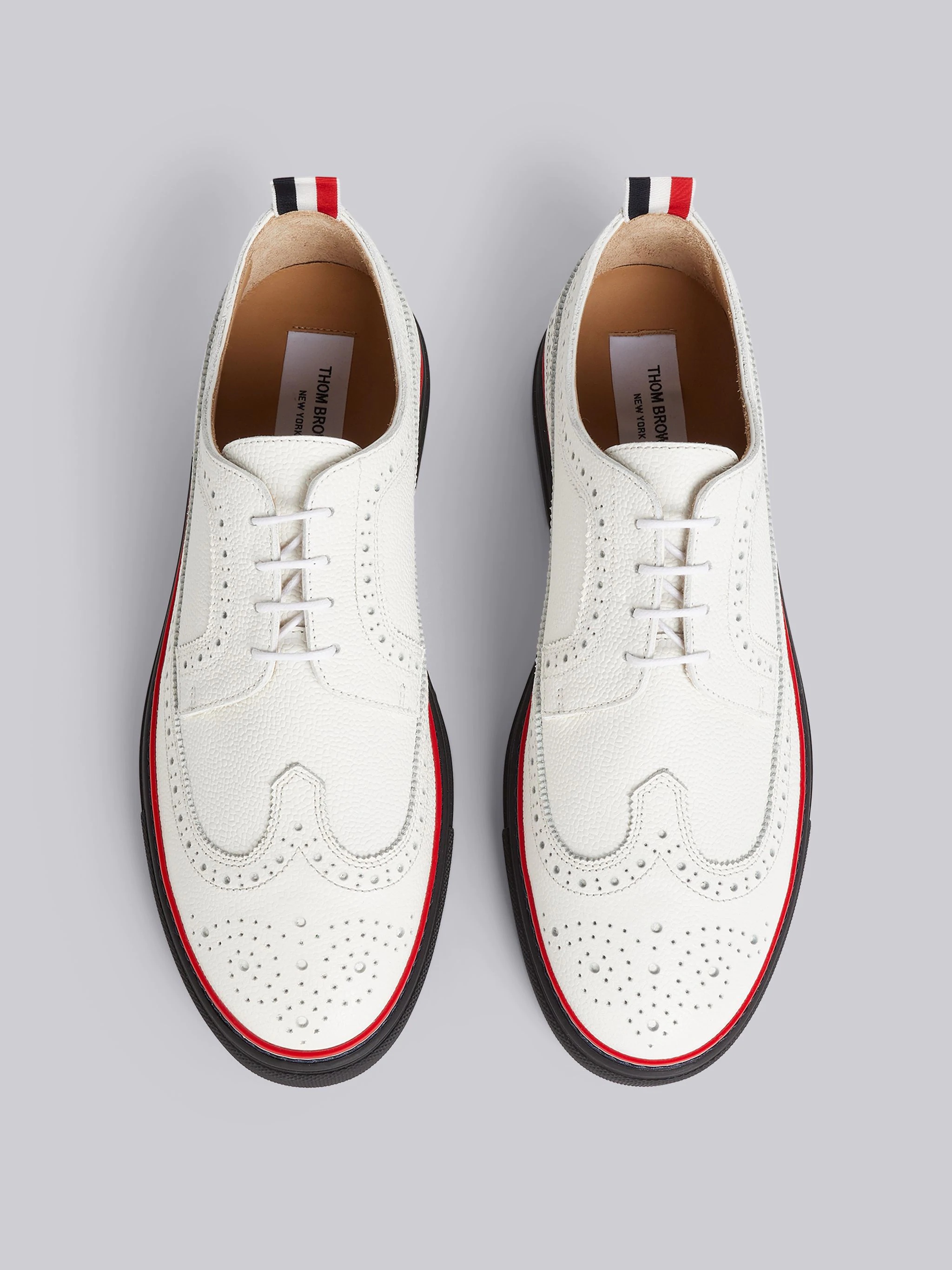 White Pebbled Calfskin Longwing Brogue Trainer - 4