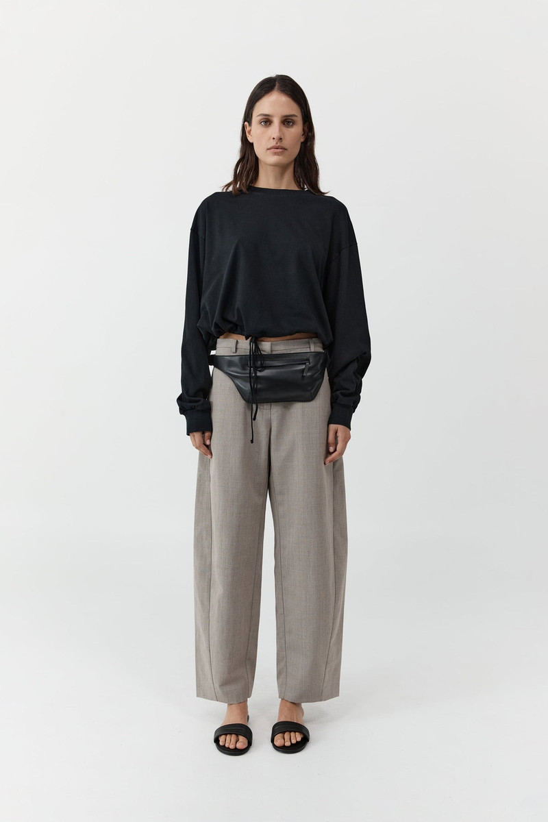 Drawstring Long Sleeve Top - Black 1