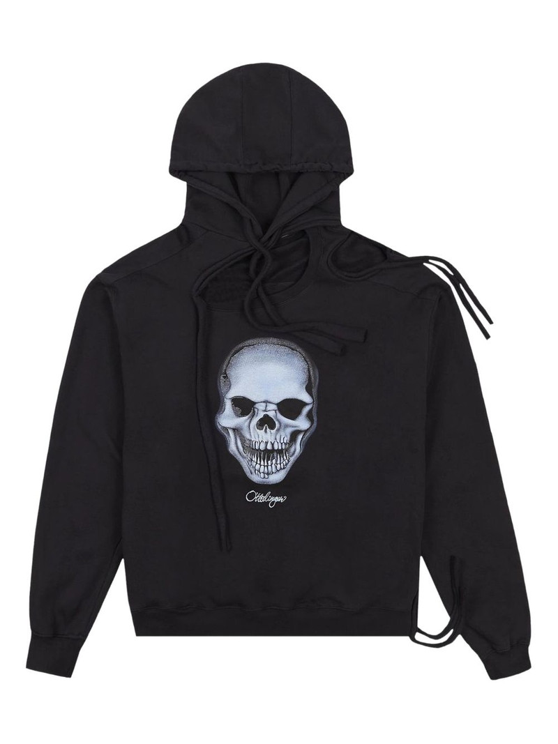 skull-print deconstructed hoodie 1
