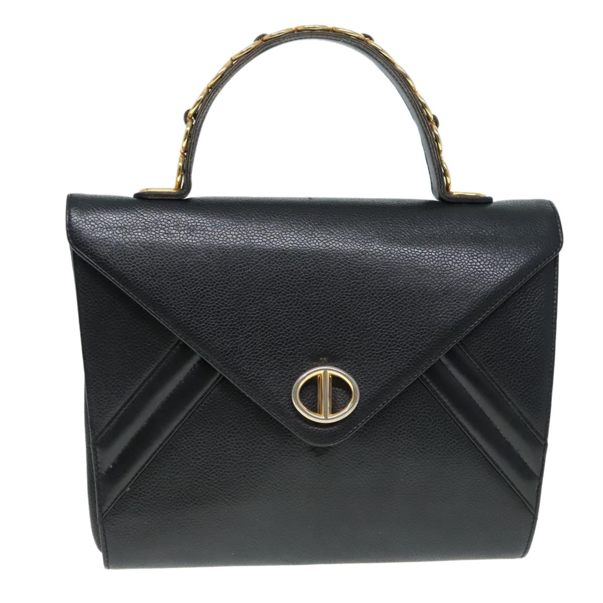 DIOR Hand Bag Leather Black Gold - 2