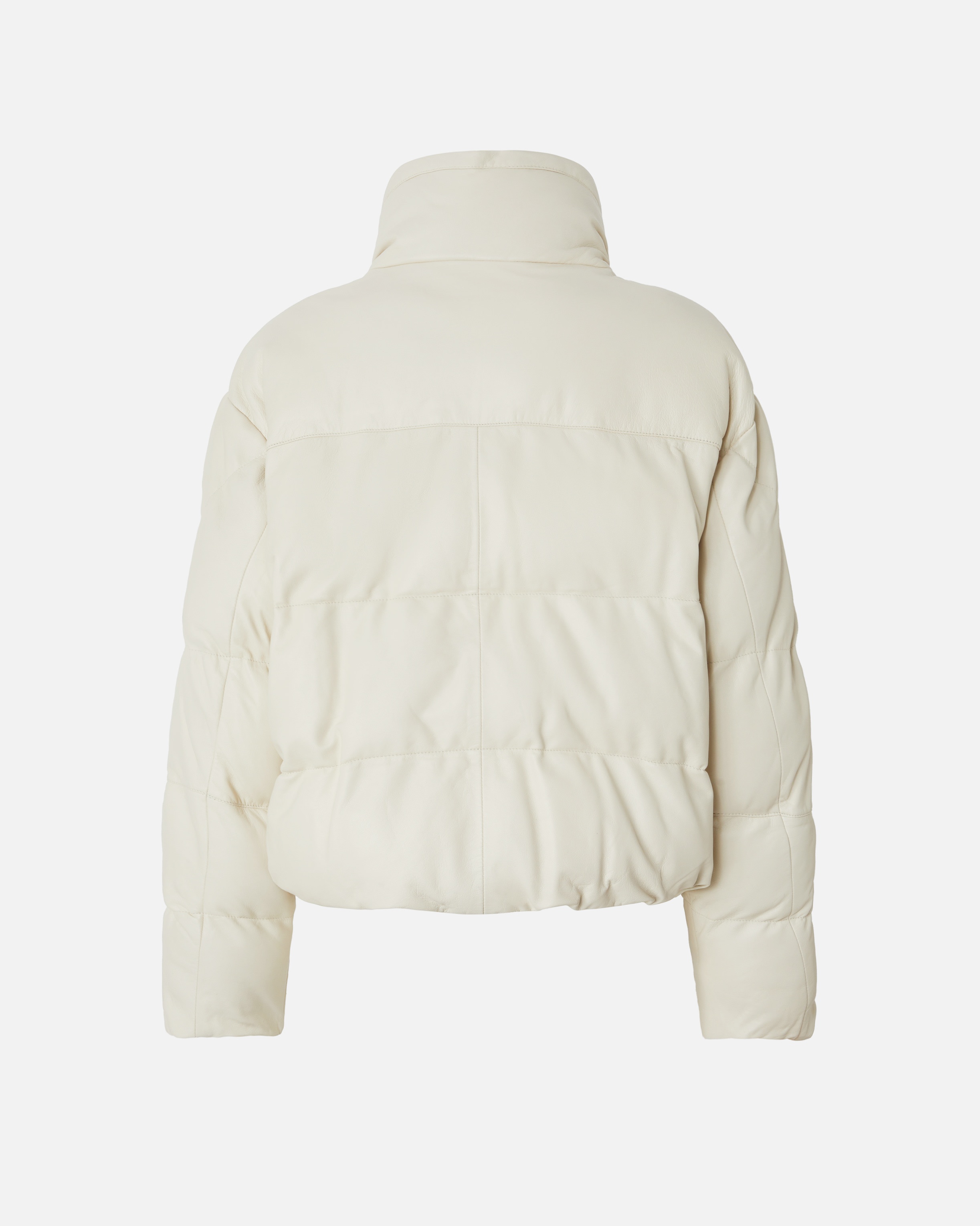 SHORT PADDED LEATHER HIGH-NECK JACKET - 6