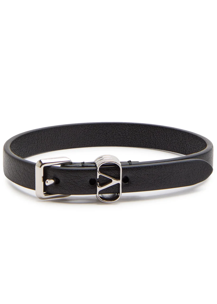 Valentino Garavani Vlogo Plaque Leather Bracelet - 1