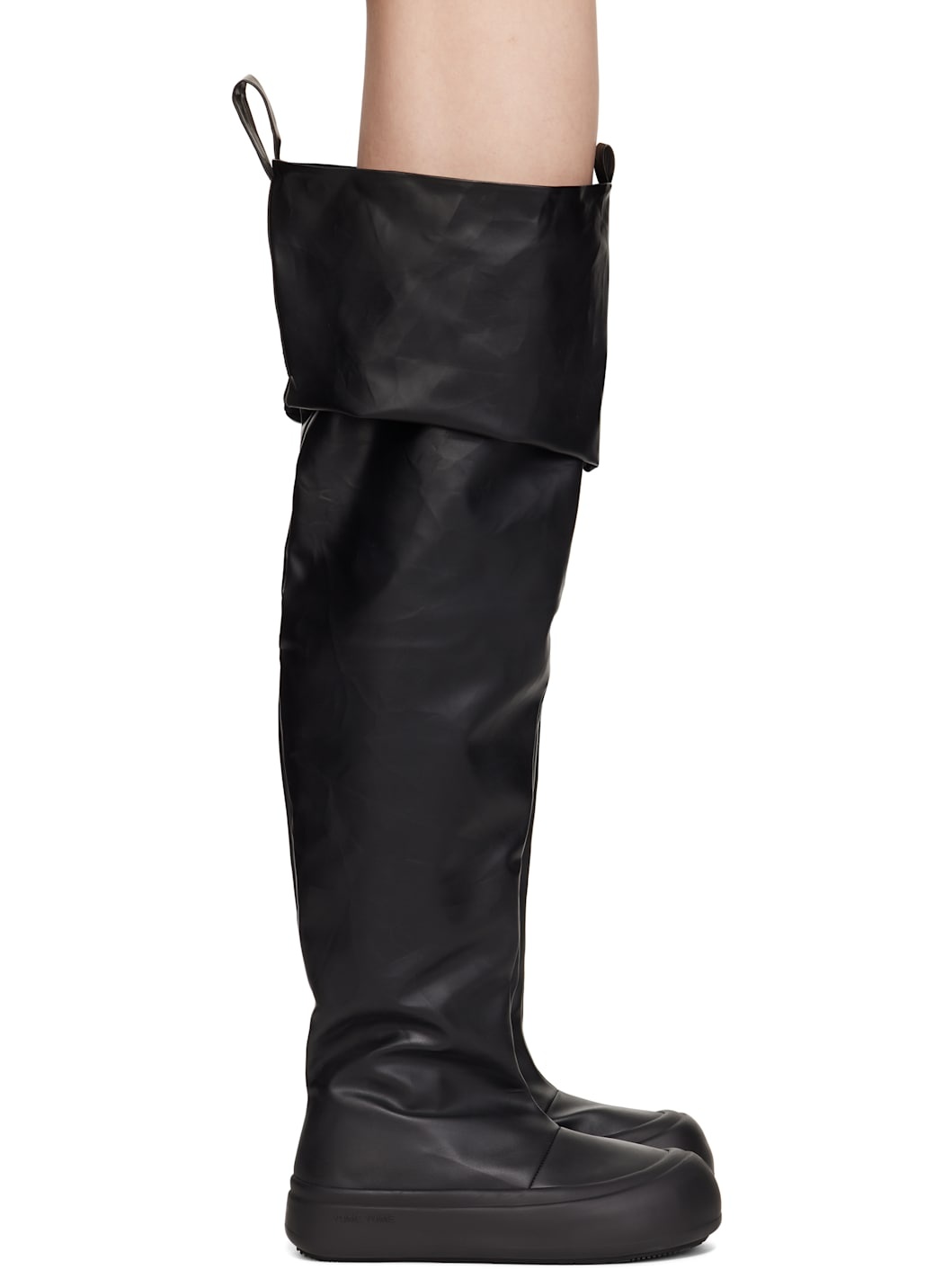 Black Thigh High Fisherman Boots - 1