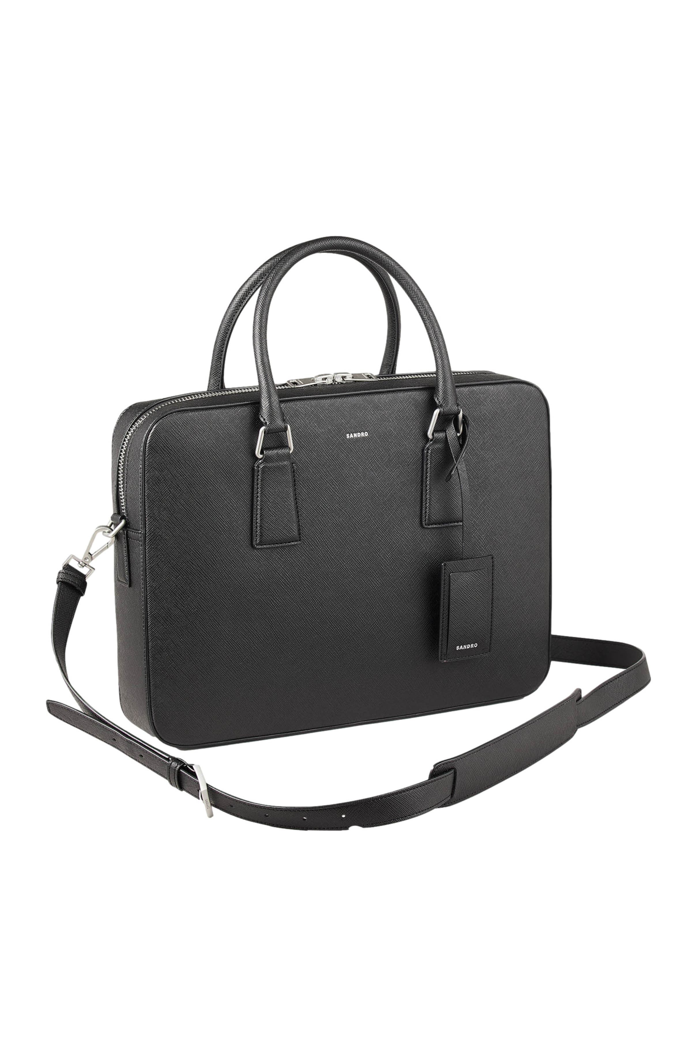 SANDRO Reconstituted leather briefcase in Black at Nordstrom - 3