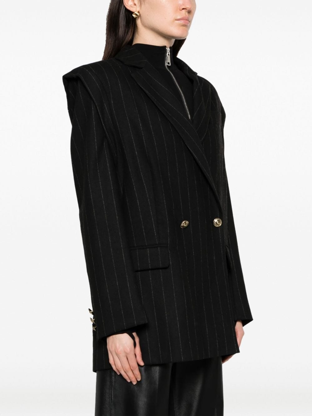 pinstriped double-breasted blazer - 6