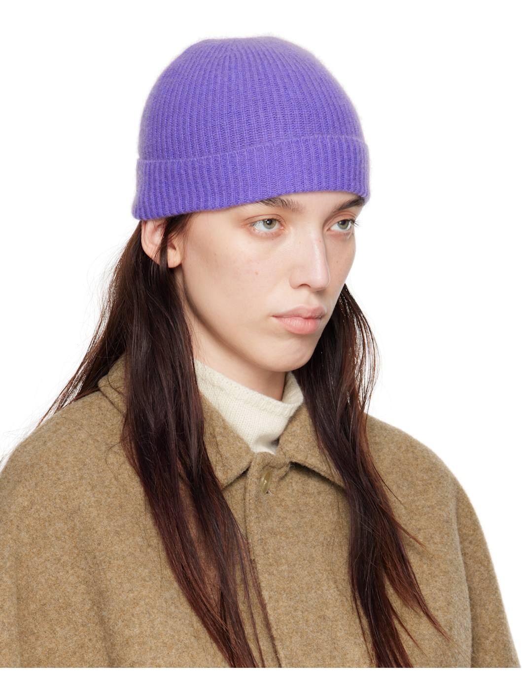 Purple Ribbed Beanie - 2