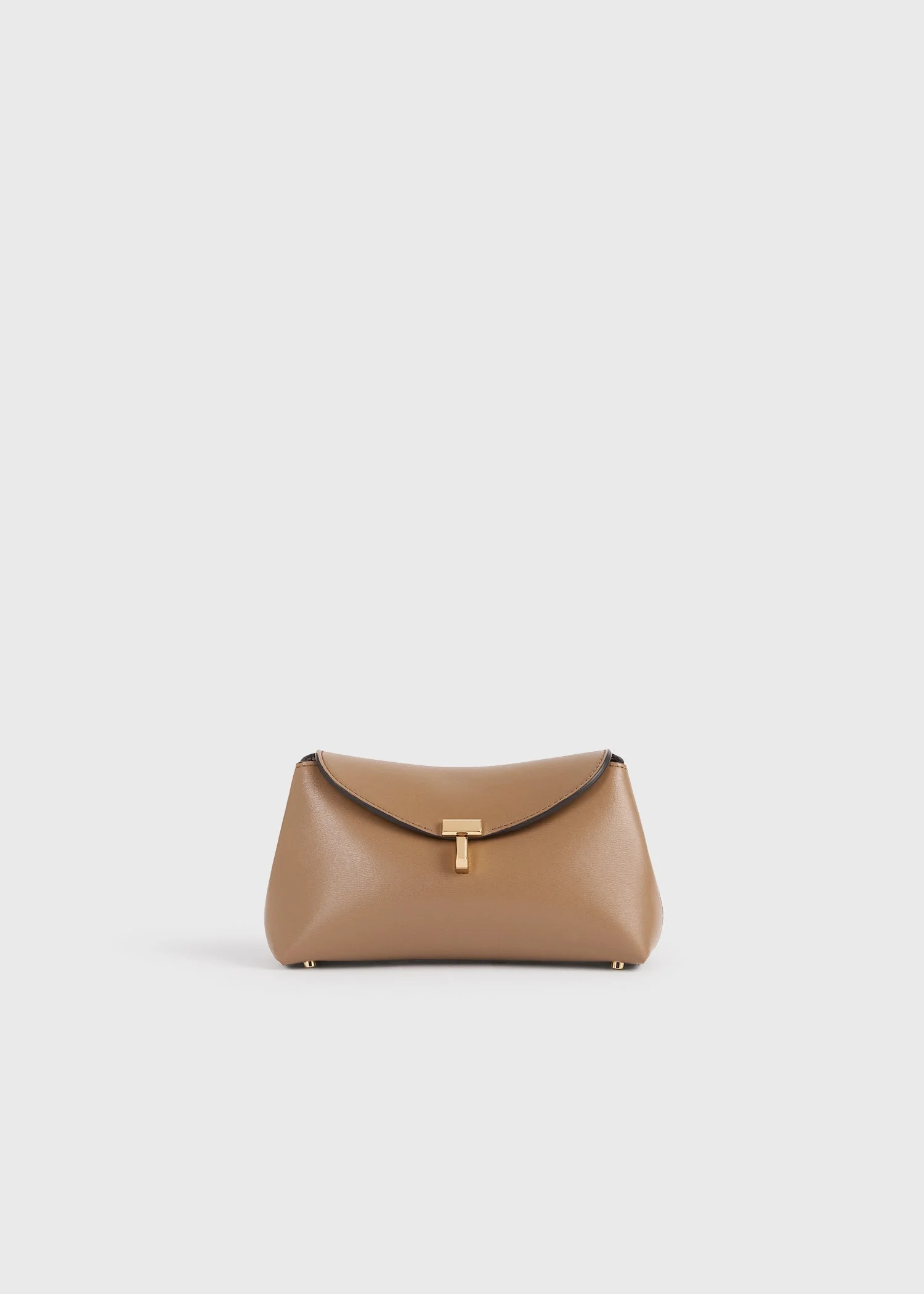 Mini T-lock leather clutch camel - 1