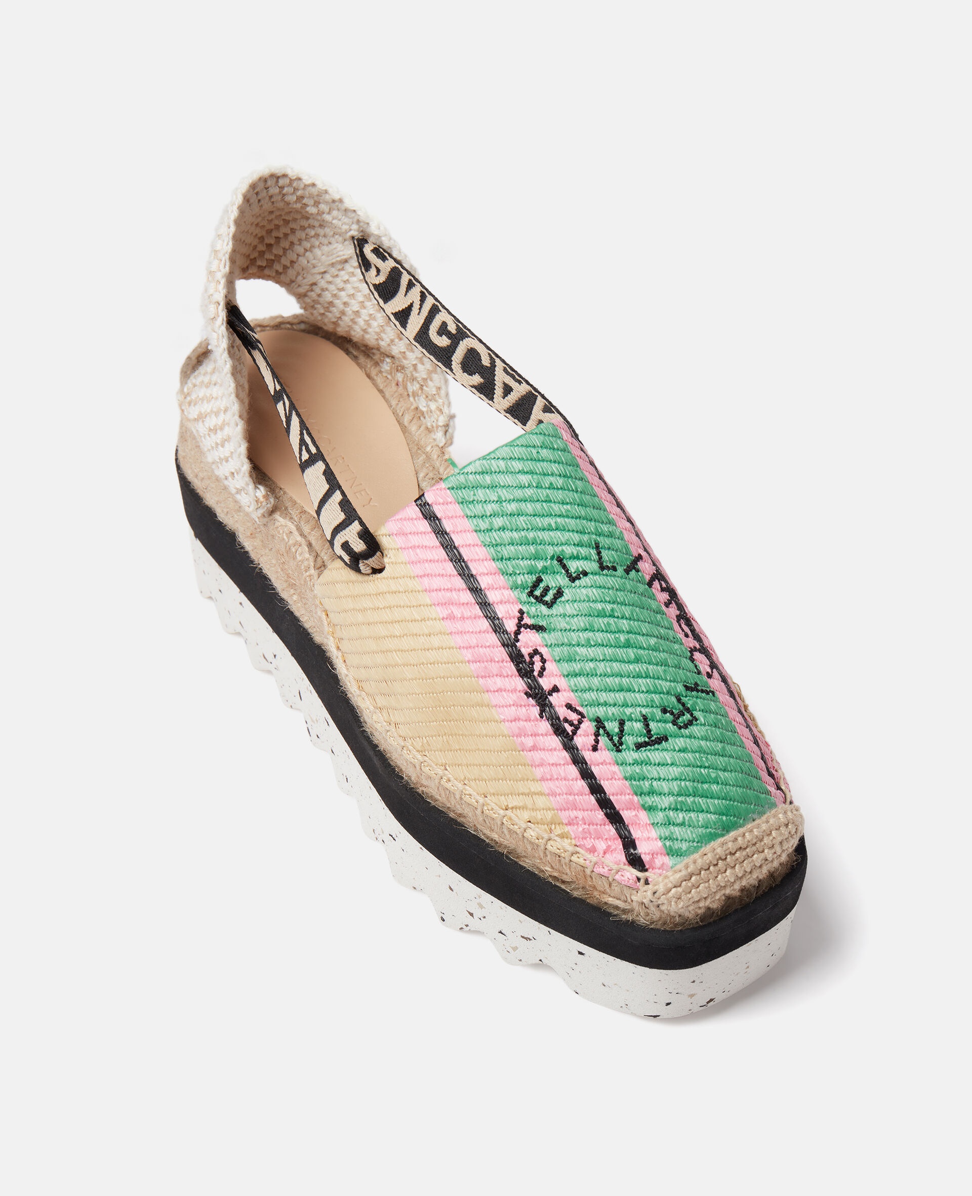 Stella McCartney Gaia Striped Raffia Platform Espadrilles