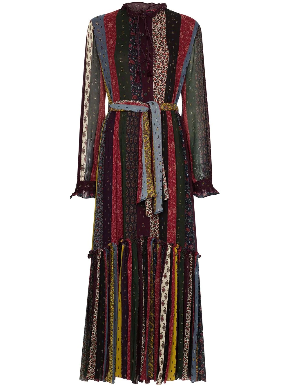 stripe-print patchwork maxi dress - 1