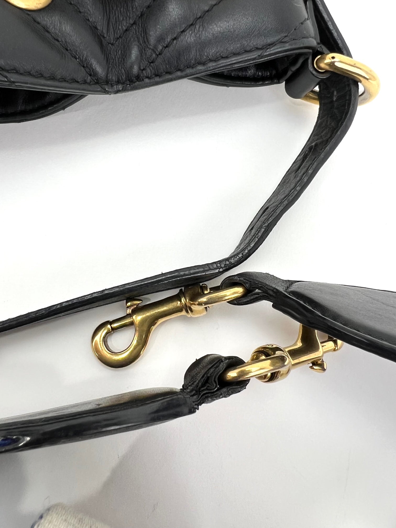 Gucci Handbag Sylvie Web GG Marmont Black Leather Matelasse Bucket Bag - 11