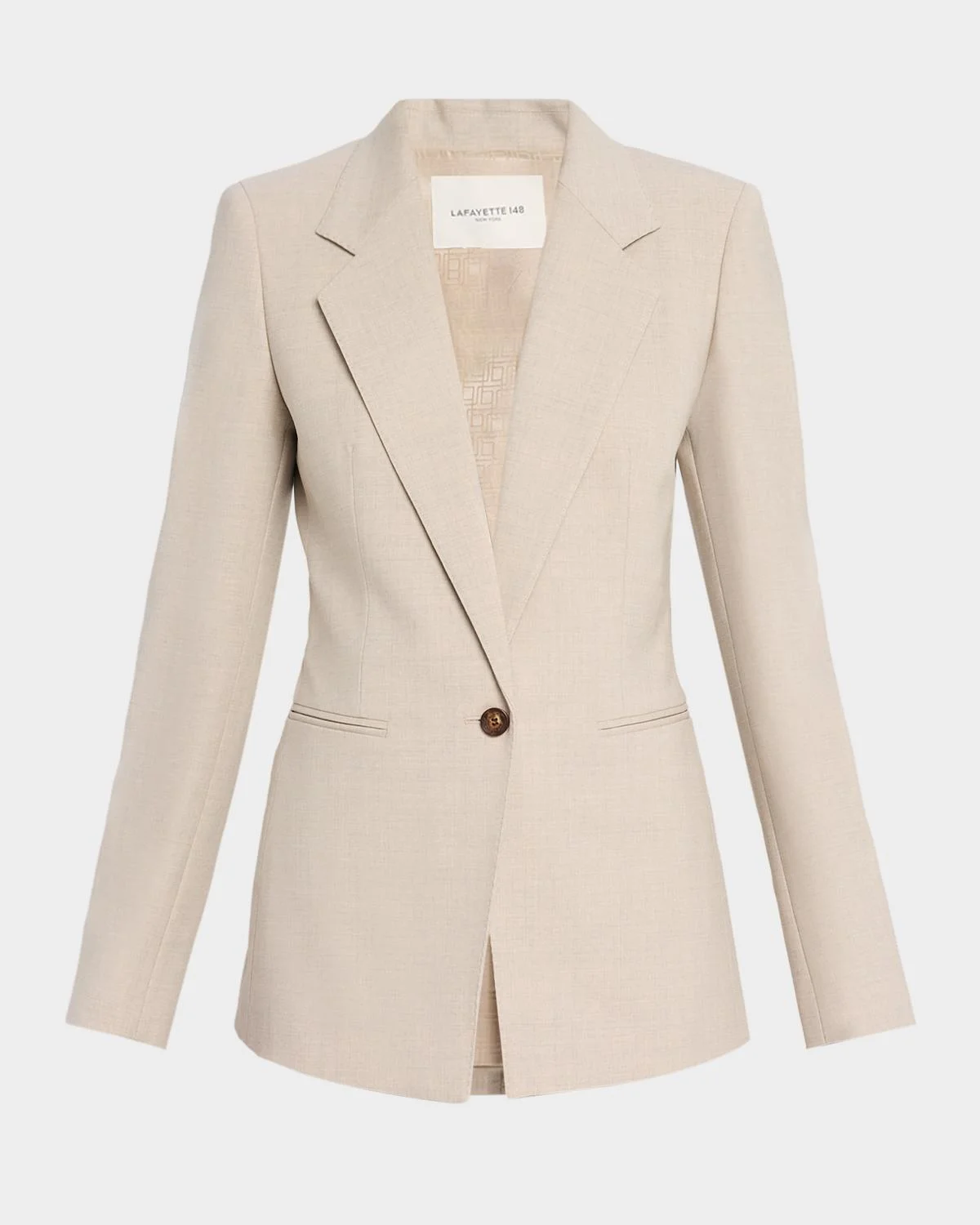 Single-Button Stretch Wool Blazer - 1