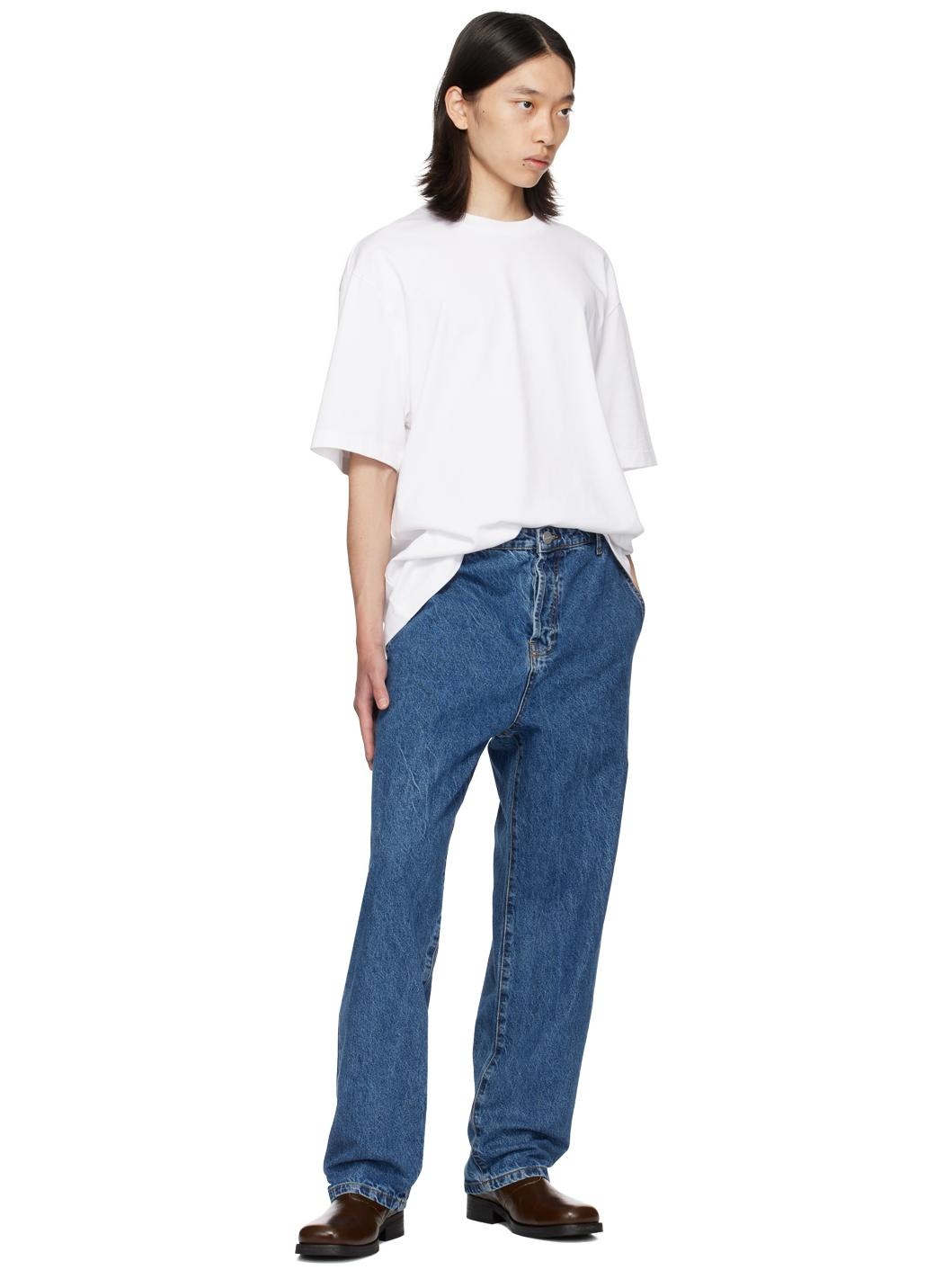 Blue Tapered Leg Jeans - 4