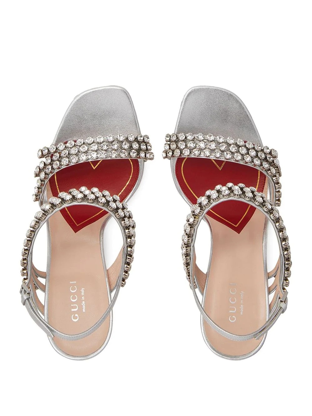 Metallic leather sandal with crystals - 4