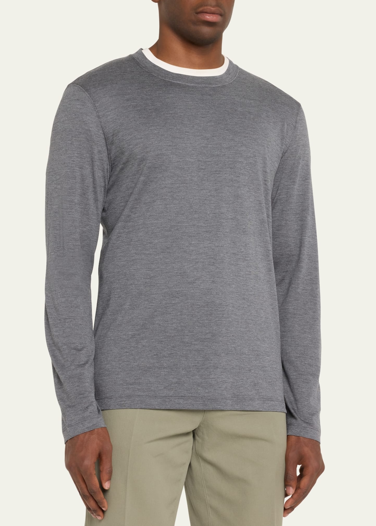 Men's Silk and Cotton Long-Sleeve T-Shirt - 4