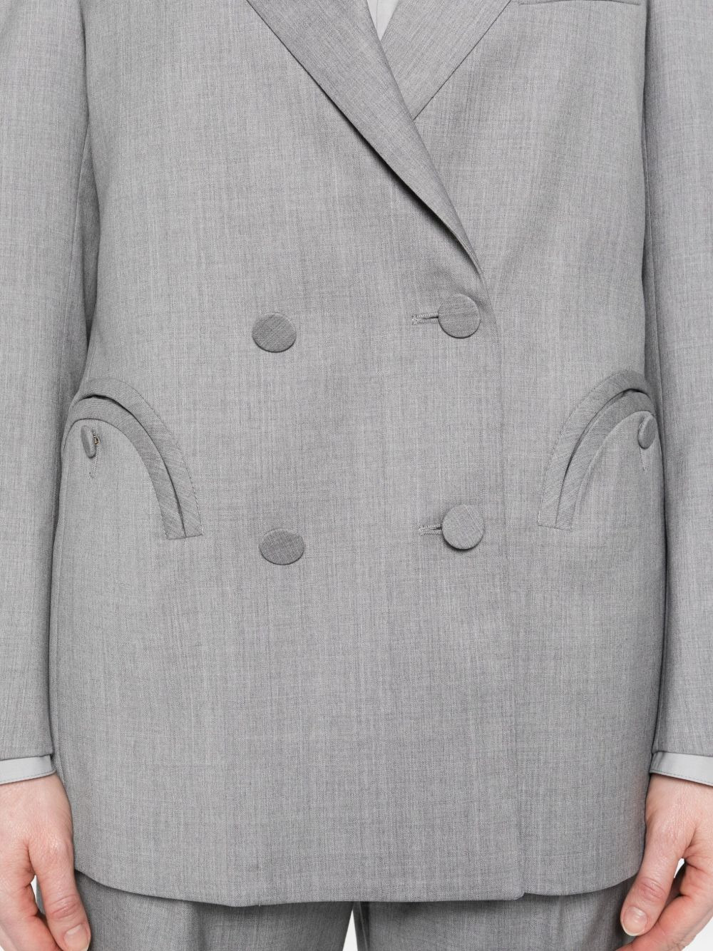double-breasted curved-pocket blazer - 5