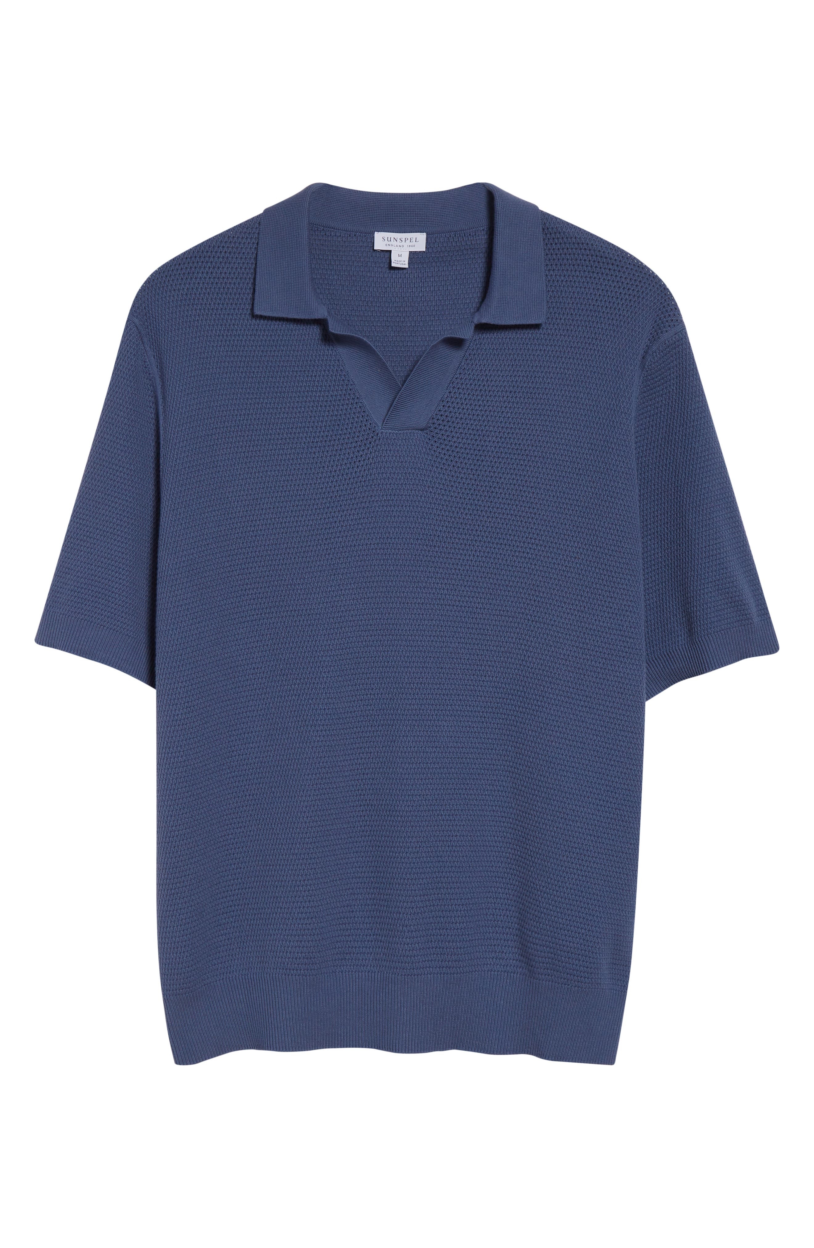 Sunspel Compact Mesh Polo Sweater in Soft Denim at Nordstrom - 5