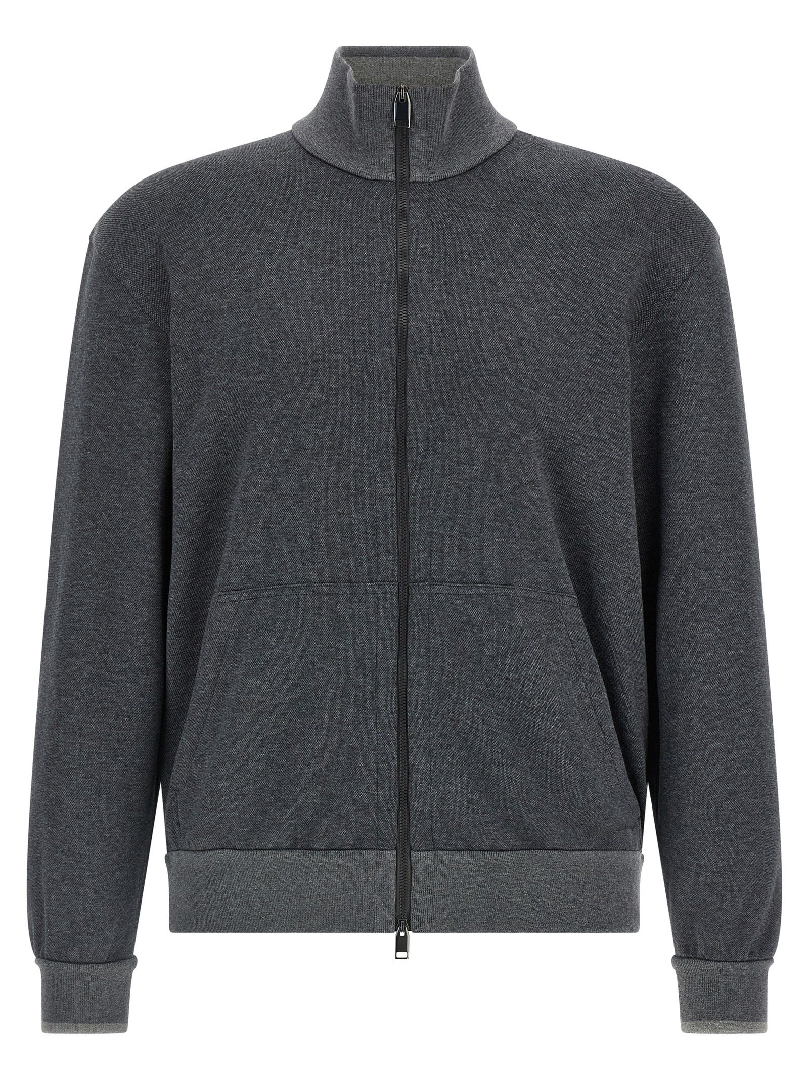 Piqué Cotton Sweatshirt Gray - 1