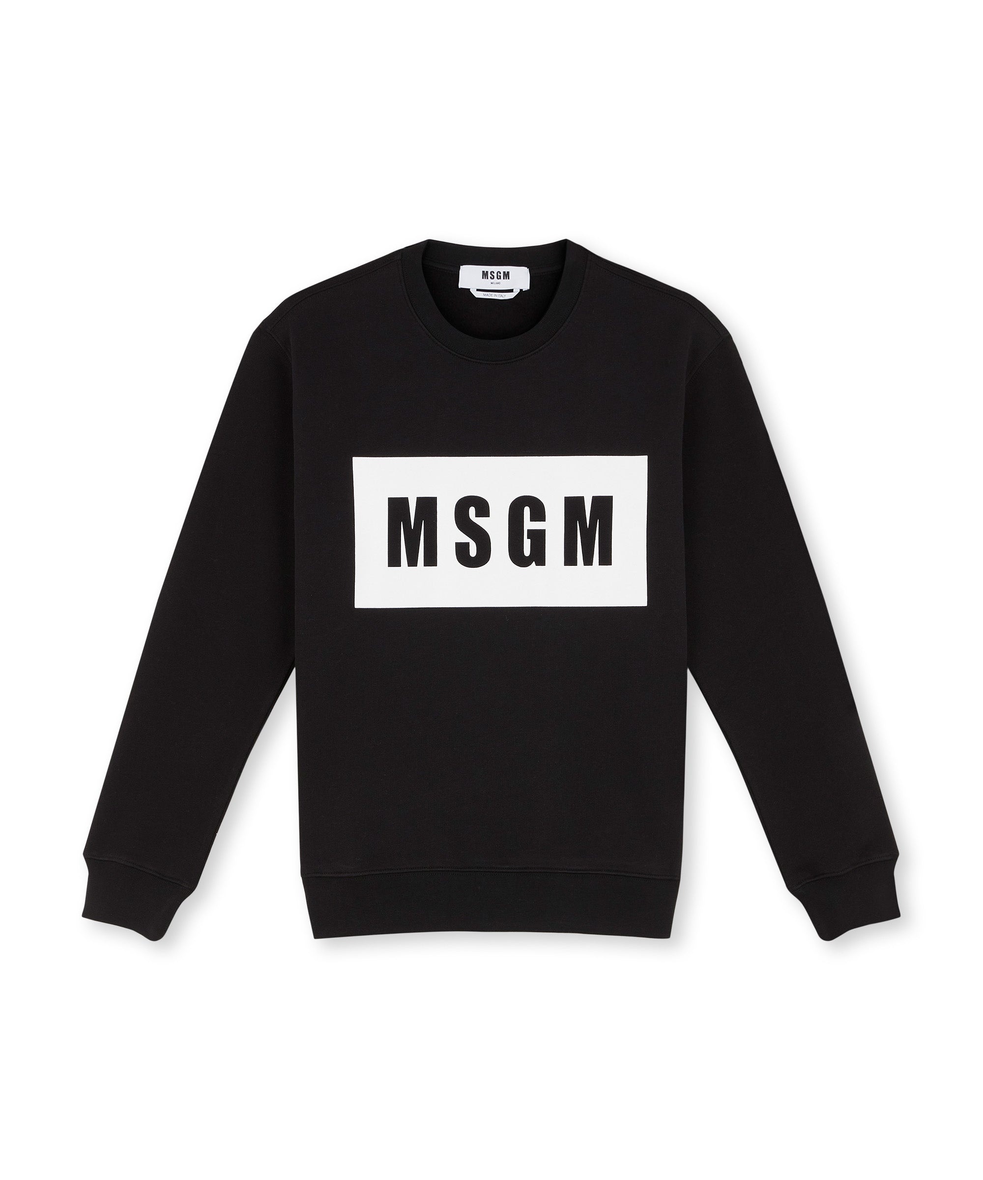 Crew neck cotton sweatshirt in a solid colour - 1