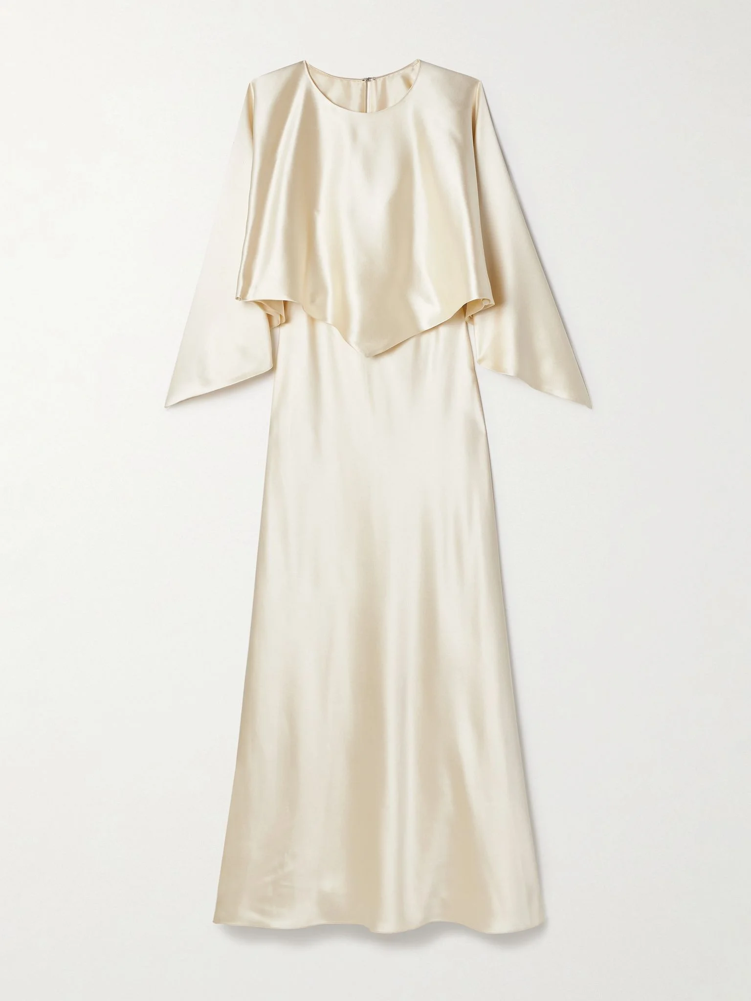 Larys layered asymmetric cape-effect silk-charmeuse maxi dress Cream - 1