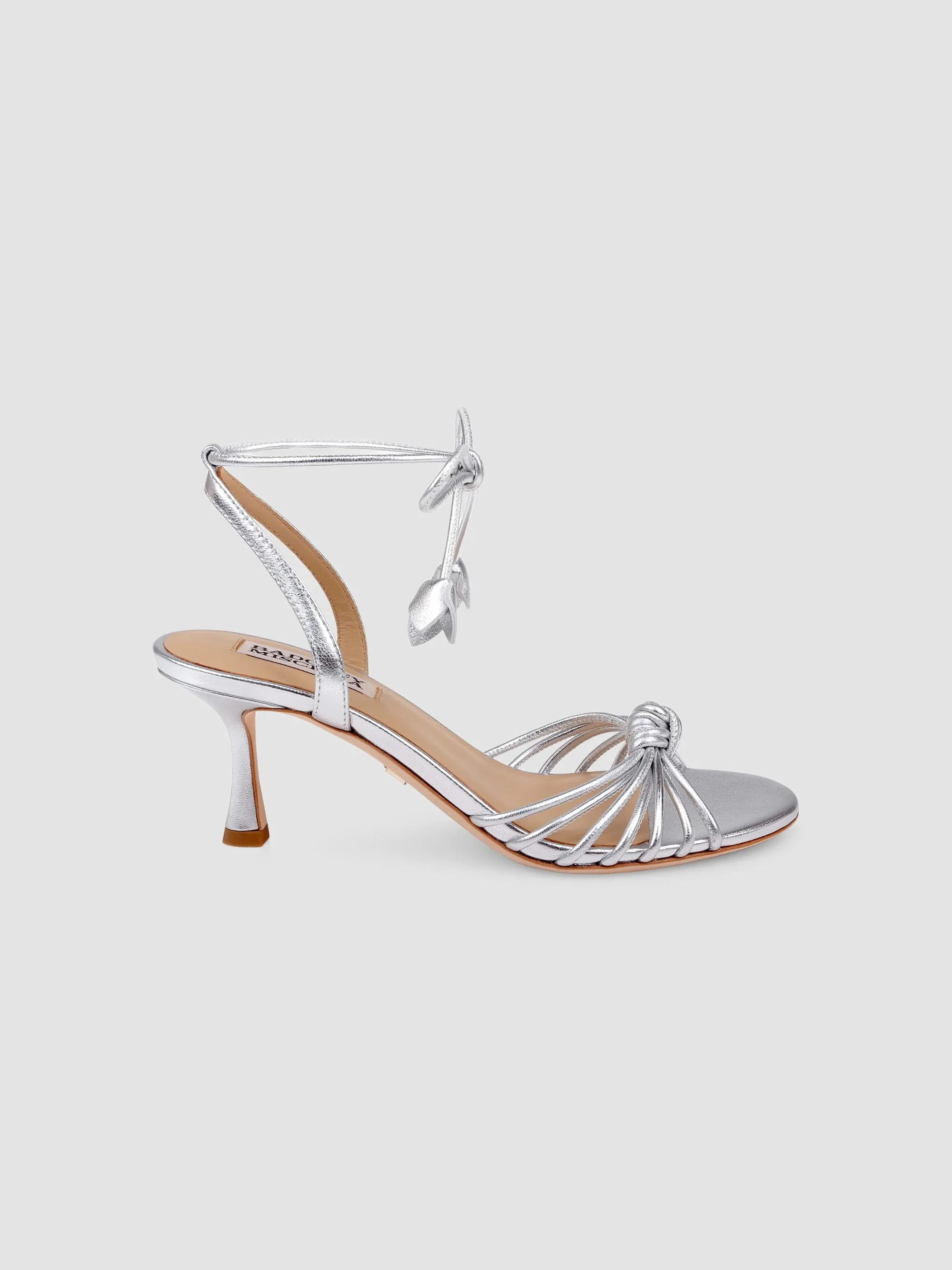 Women's Yelena 65MM Leather Wrap Sandals - Silver Metallic - 1