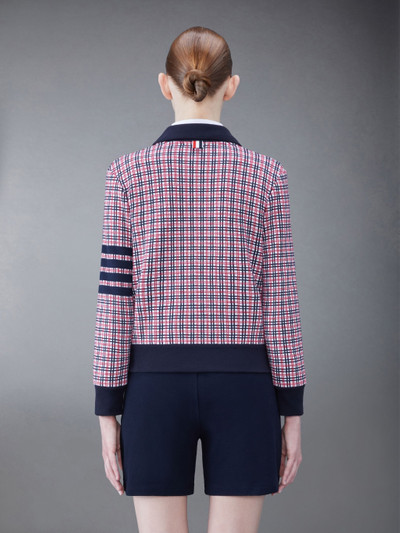 Thom Browne Cotton Check Jacquard Round Collar Zip Up Jacket outlook