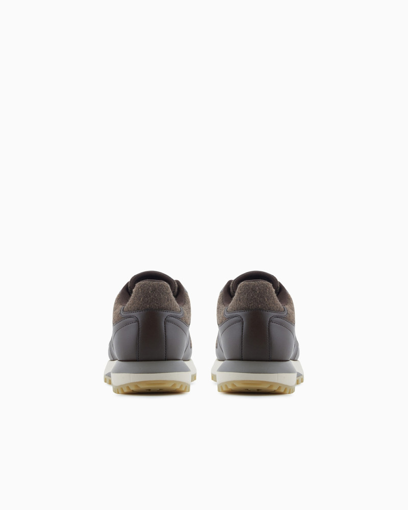 EMPORIO ARMANI LEATHER SNEAKERS WITH FELT DETAILS outlook